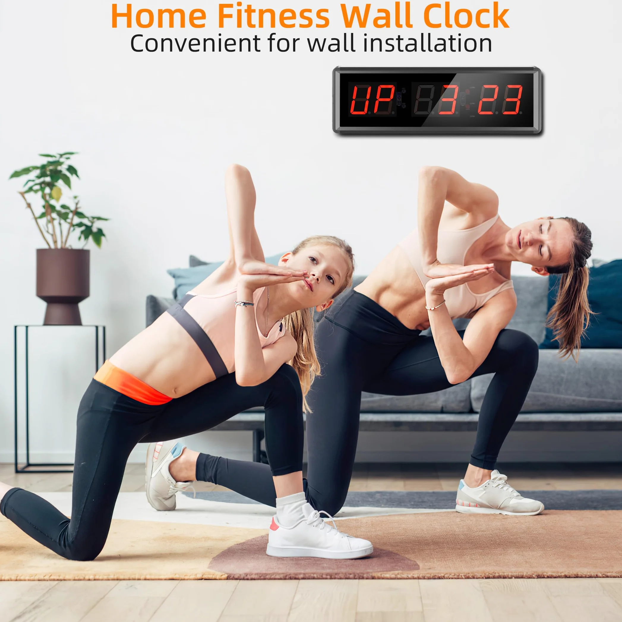 PELLOR Temporizador de Gimnasio,1.5" Temporizador de Intervalo LED,Reloj de Pared Digital Grande con Countdown/Up,Cronómetro,Brillo Ajustable,Reloj de Entrenamiento con Control Remoto para Casa Garaje