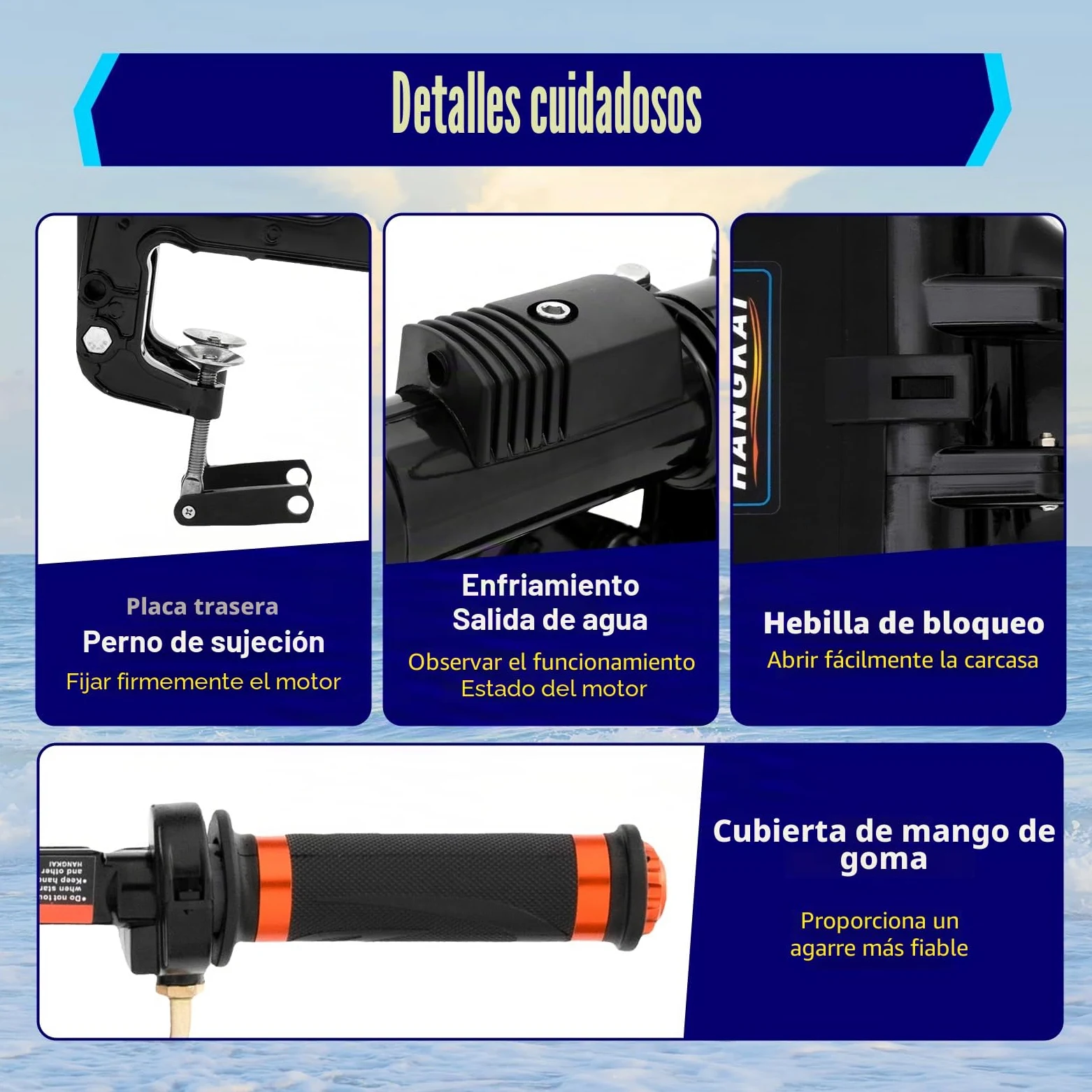 Motor fueraborda de 2 tiempos, 3,6 CV, motor de gasolina para botes inflables, barcos de pesca, yates, canoas, kayaks con una altura trasera máxima de 42 cm