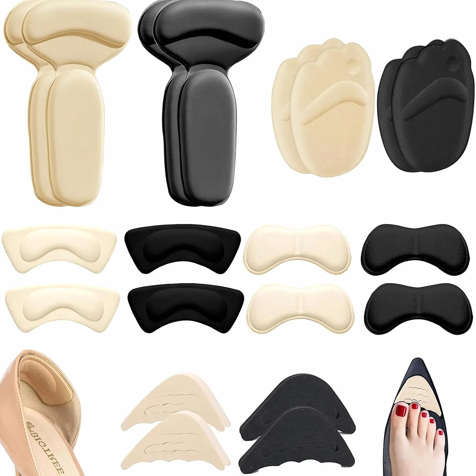 Almohadillas para el Talón Autoadhesivas Antideslizantes 10 Pares Taloneras para Zapatos