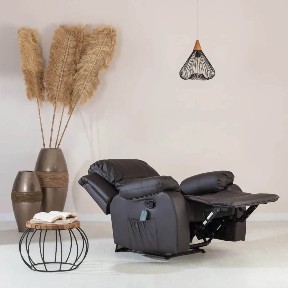 Don Descanso Sillón Masaje Relax Calor Trevi Choco Reclinable 160º 8 Motores Silenciosos Calor Lumbar Masaje 4 Zonas PU Anti-Cuarteo