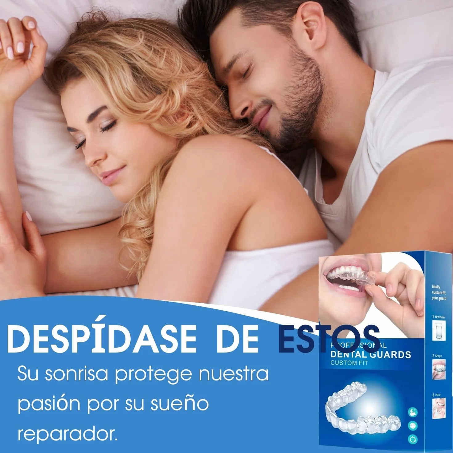 Ferula Descarga Bruxismo 4 Piezas 2 Tamaños, Protector Bucal Dental para Dormir