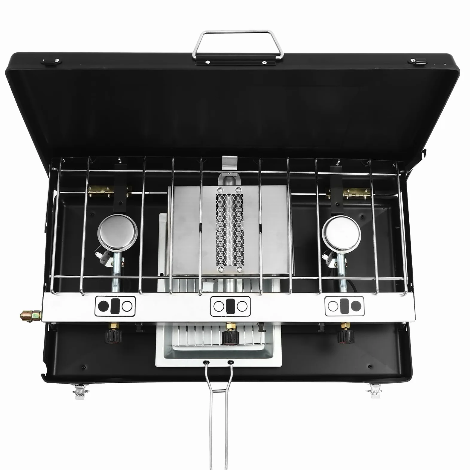 Cocina de gas portátil de 3 llamas, hornillo de gas para camping, estufa de gas portátil con encendido piezoeléctrico, estufa de camping portátil para camping, barbacoas, fiestas