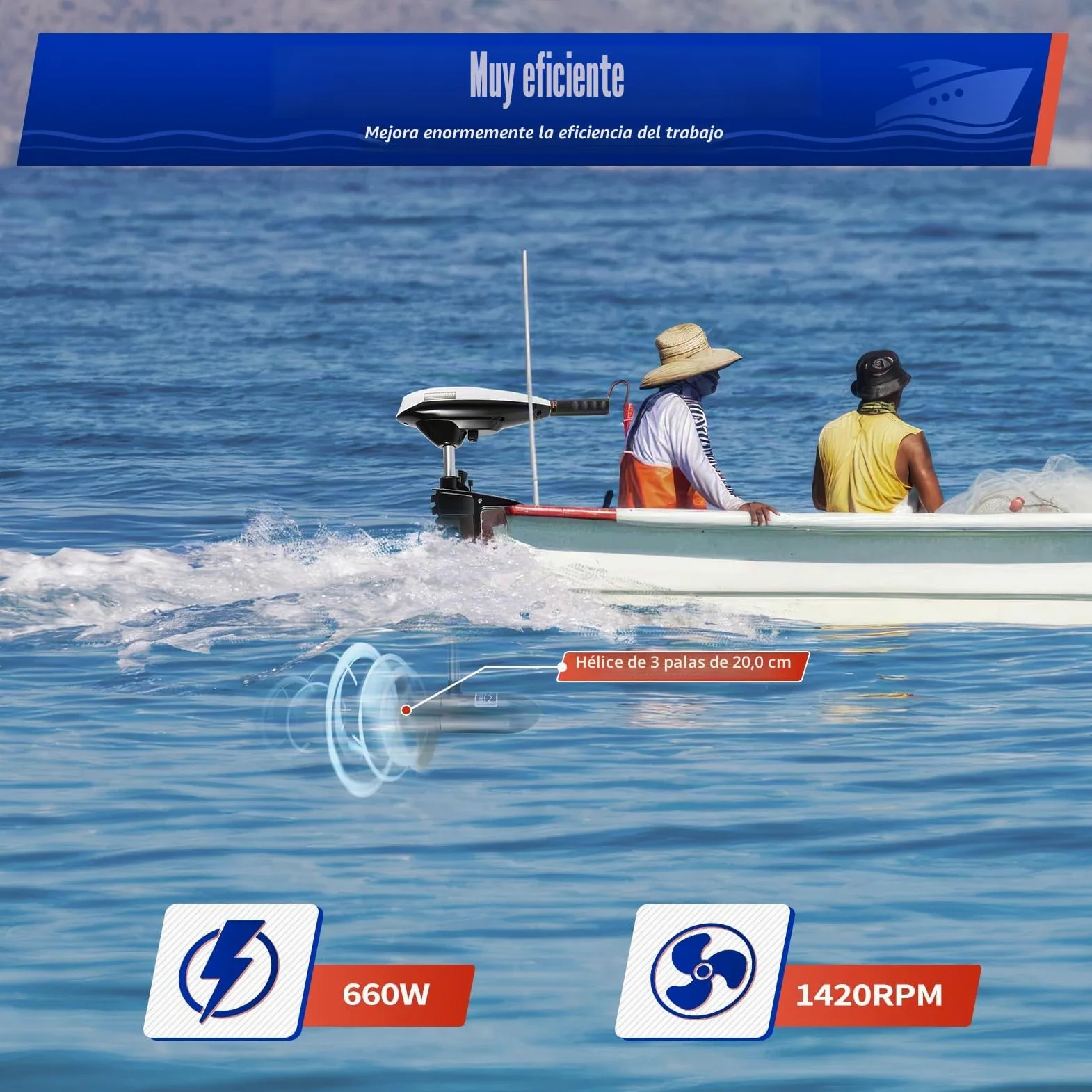 Motor eléctrico de 12 V para botes inflables con 30 kg de fuerza de empuje, 5 marchas hacia adelante y 2 marcha atrás, motor eléctrico, adecuado para kayaks y barcos de pesca de agua dulce y salada