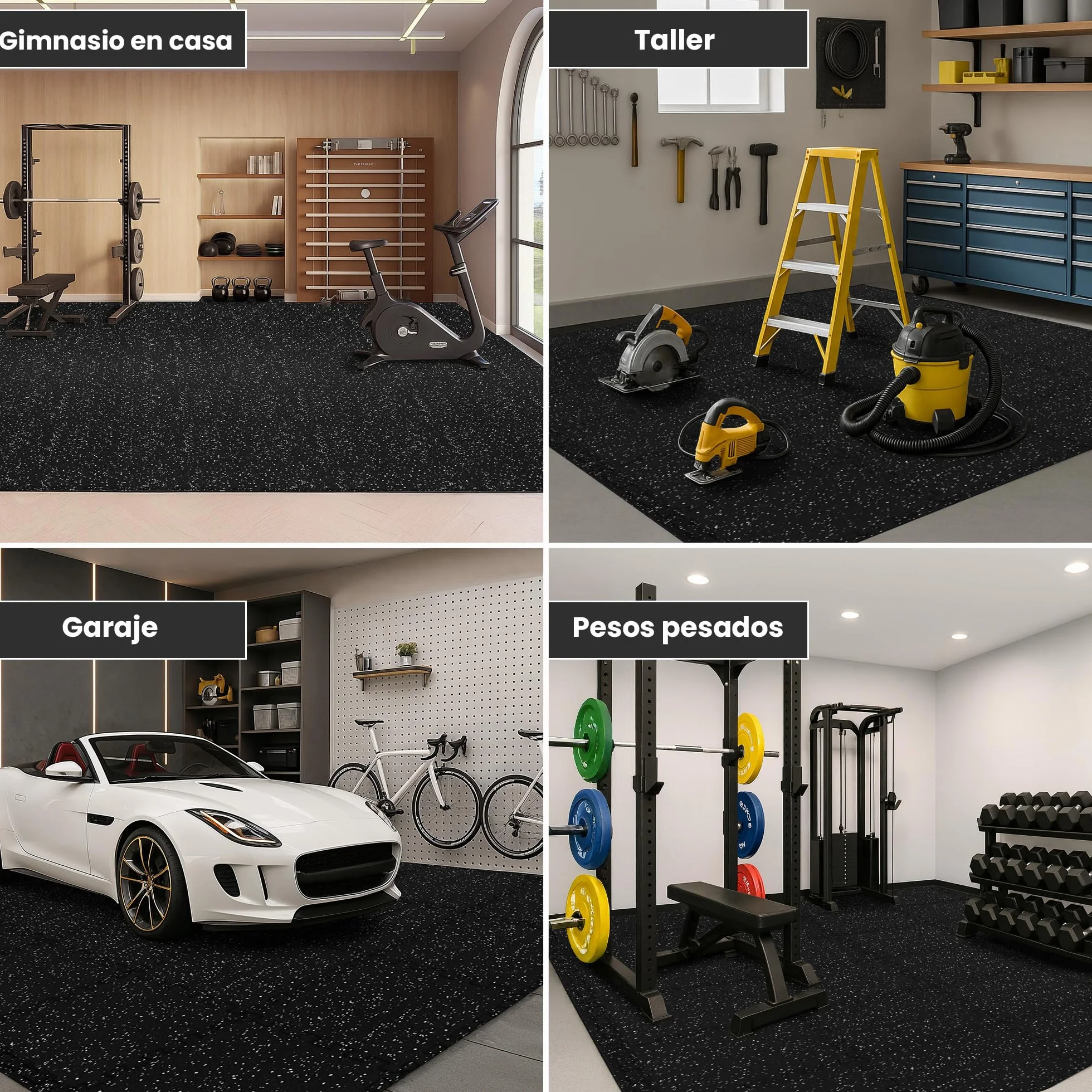 bemaxx Esterilla Fitness Suelo Gimnasio Caucho – Set de 18 Alfombras Puzzle Protector Suelo de Goma, Colchoneta Gimnasia Ejercicio en Casa, Espuma Tatami Deporte Alfombrillas Pesas Gym Garaje Piscina