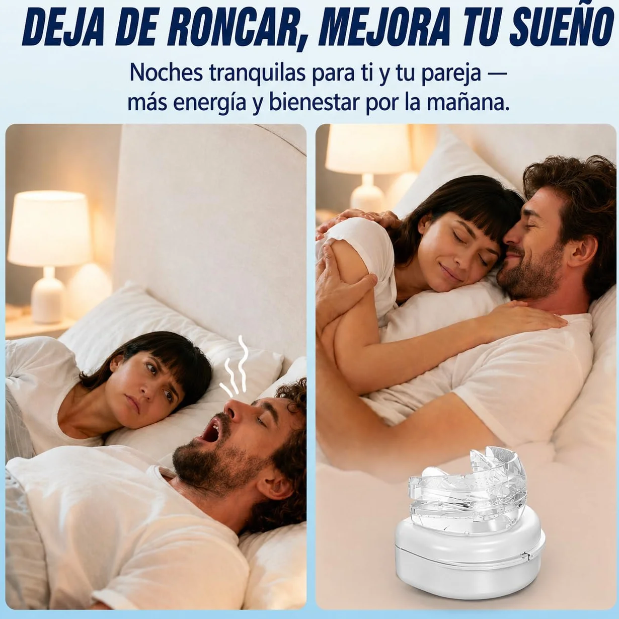 Avanzado Dispositivo Antironquidos Férula Anti Ronquidos para Dormir Blanco Transparente