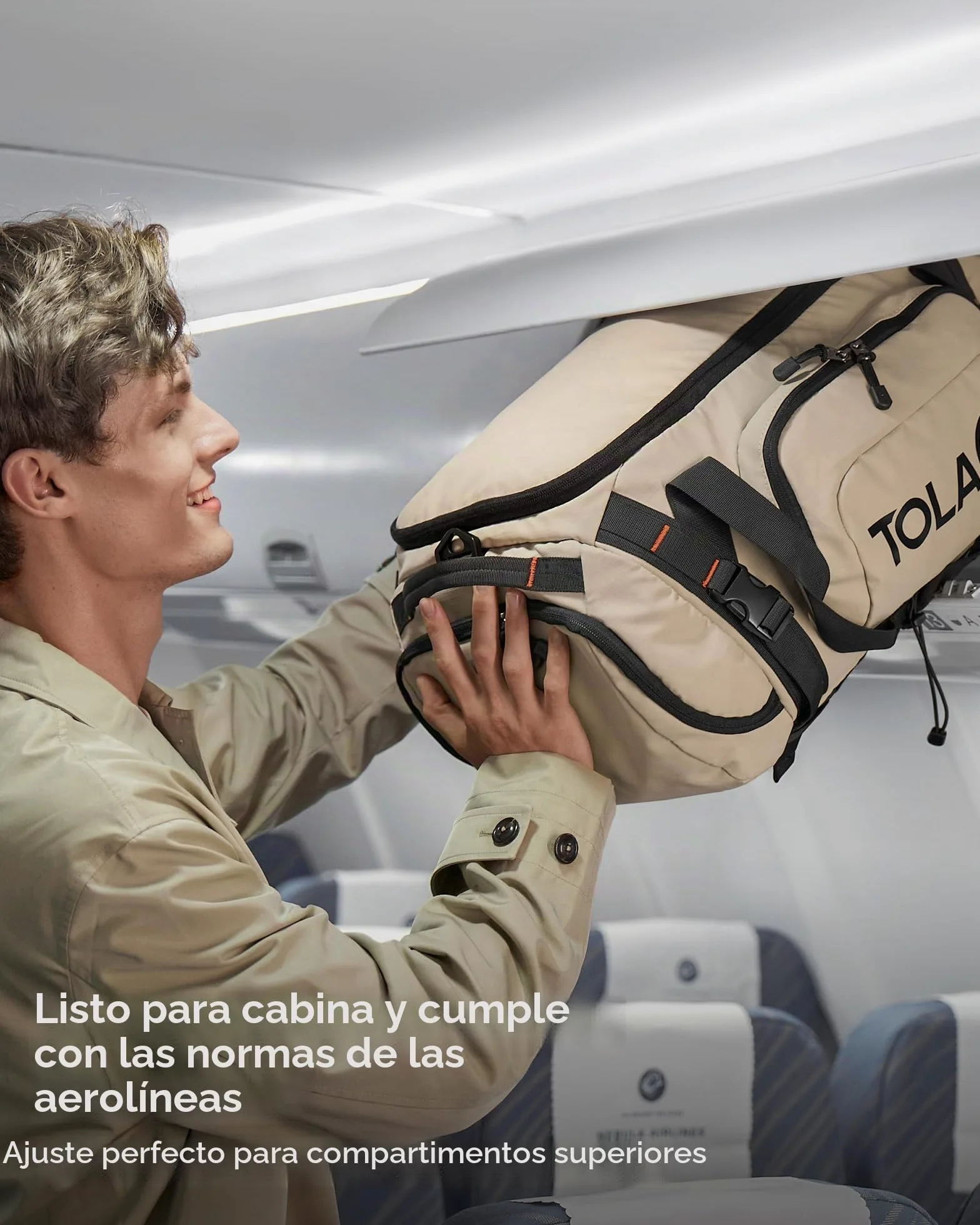 Tolaccea Bolsa de Deporte 40L para Hombres y Mujeres – Mochila de Viaje Convertible con Compartimento para Zapatos, Bolsillo Húmedo y Portátil 15,6"–Impermeable para Gimnasio, Fitness y Viajes (Kaki)