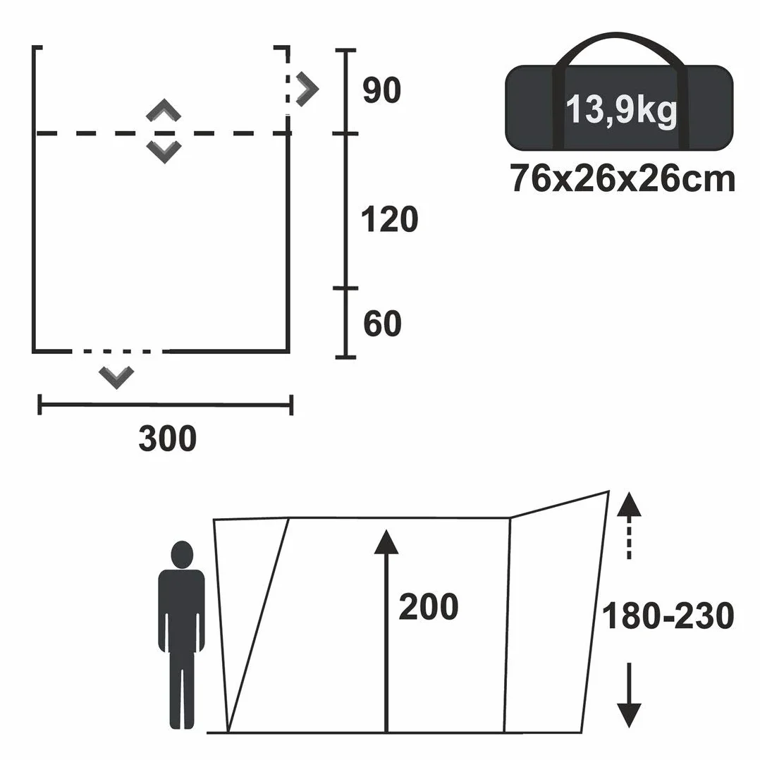 yourGEAR toldo de autobús Rimini 300 Tienda de Viaje para Bus & Van Incl. Lona de Suelo Tienda de Túnel autoportante estanco 5000 mm