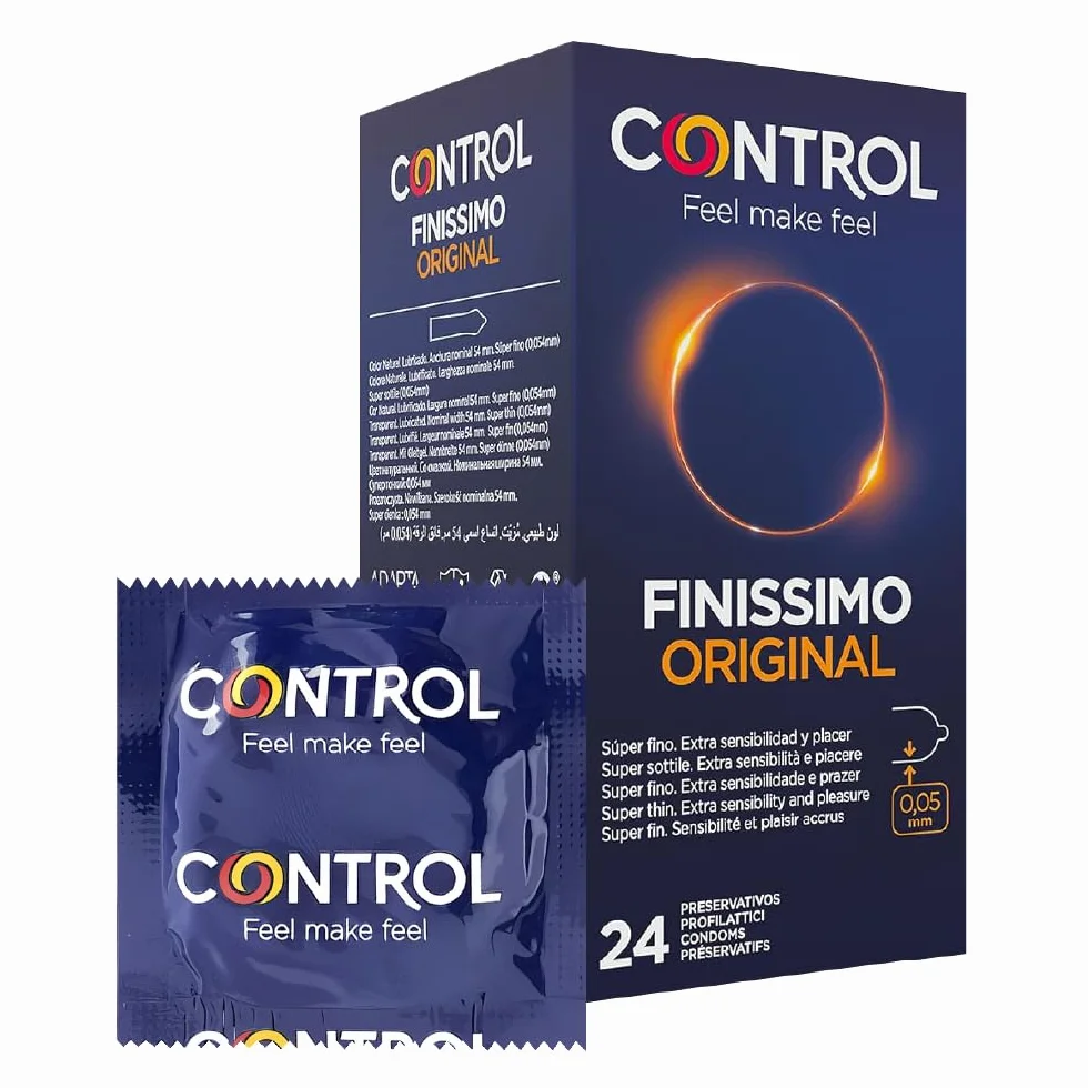 Control Preservativos Finissimo Original Caja Pack Ahorro 24 Condones Súper Finos Extra Sensibilidad Lubricados