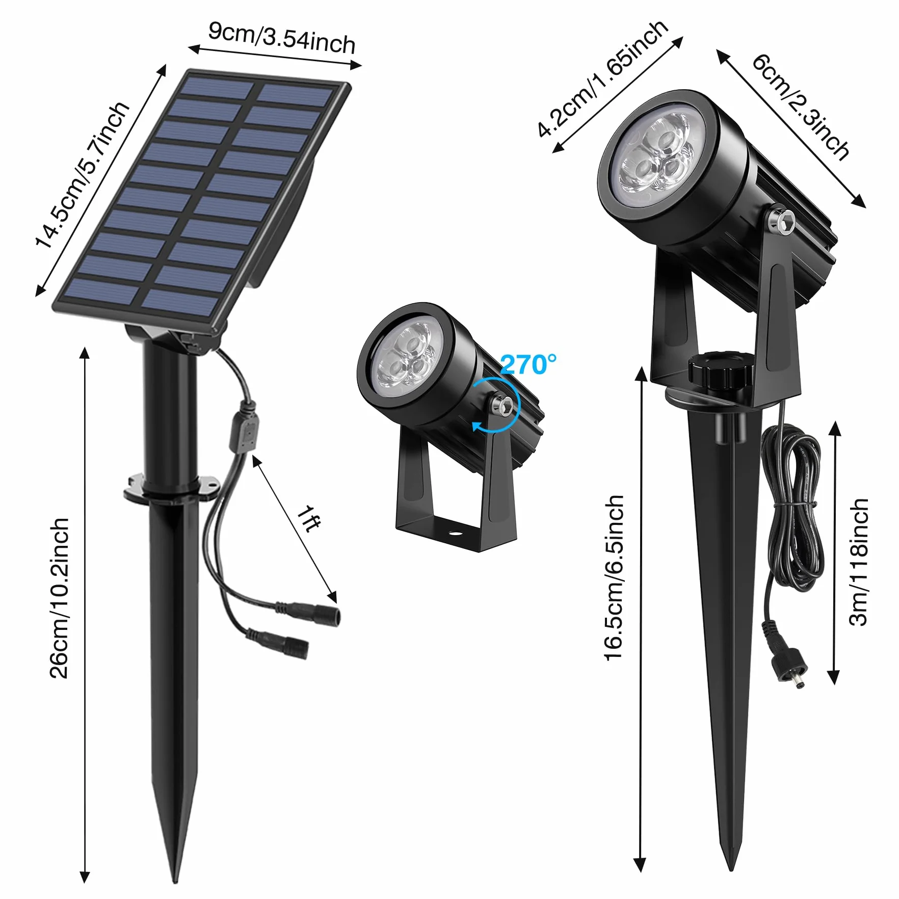 NATPOW Focos LED Exterior Solare Verde 2 en 1 IP65 Impermeable 2 Niveles de Brillo