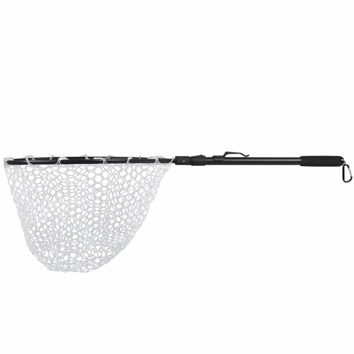 Red de Pesca de Aterrizaje Larga Negra de Aleación de Aluminio | Malla de Goma Eva, Plegado Rápido y Diseño Compacto, para Pesca Mosca en Orilla Barco