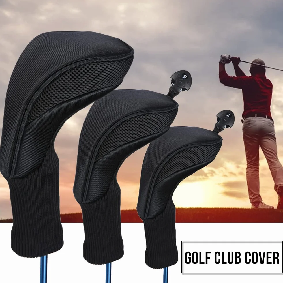 Fundas para Palos de Golf - 3 Fundas para Cabezas de Golf para Maderas de Calle de Conductor | Driver Hybrids - Accesorios de Golf de Cuello Largo para Hombres, Mujeres, niños y niñas