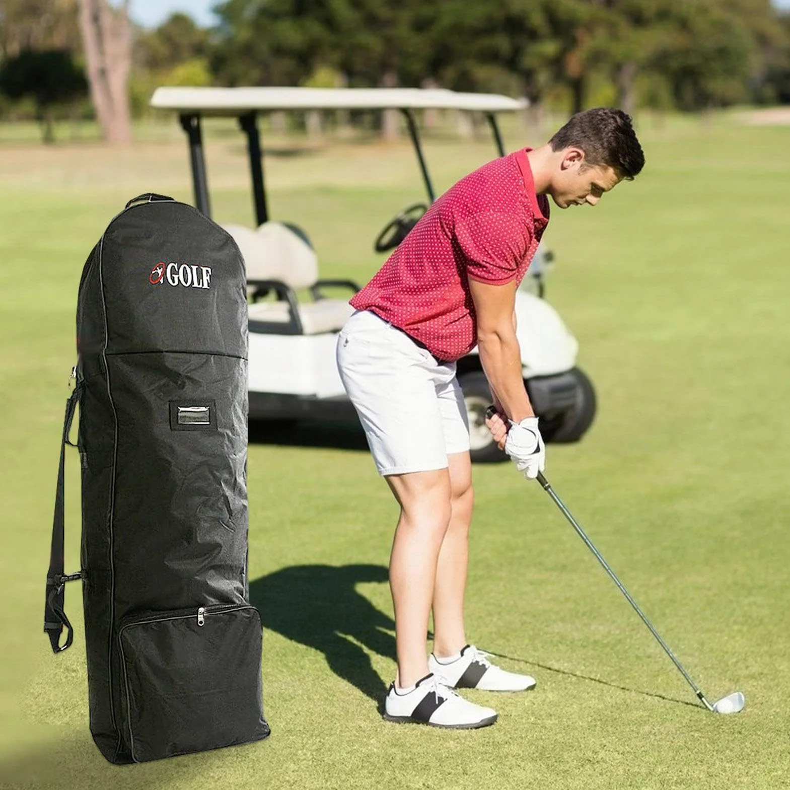 Bolsa de Golf, Bolsa de Golf de Viaje, Protector de Transporte de de Golf con Correa Ajustable, Bolsa de Viaje para protección de Vuelo de Golf con Ruedas para la