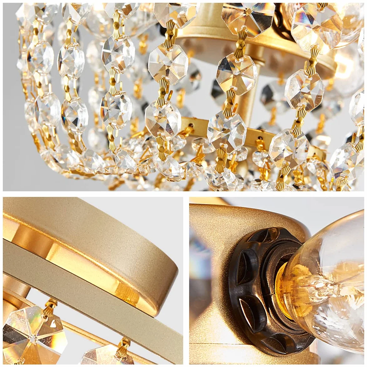 Araña de cristal semi-empotrado lámpara de techo moderna G9 19.3cm 25cm oro
