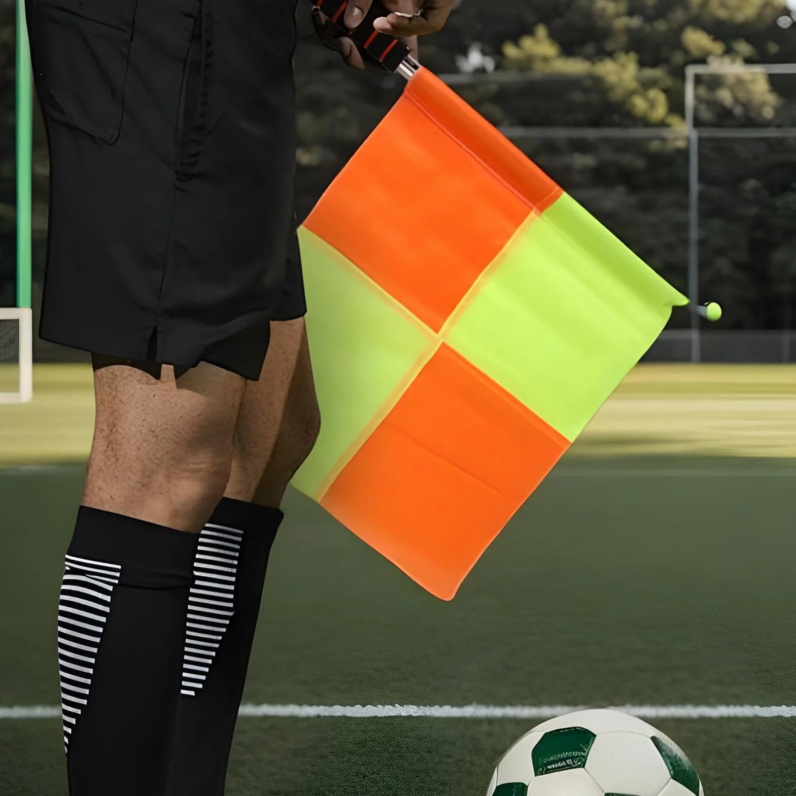 Banderines De Árbitro De Fútbol, Juego De 2 Banderines De Juez Para Deportes, Naranja Y Amarillo, Mango Ergonómico Para Equipo De Entrenamiento De Fútbol En Partidos