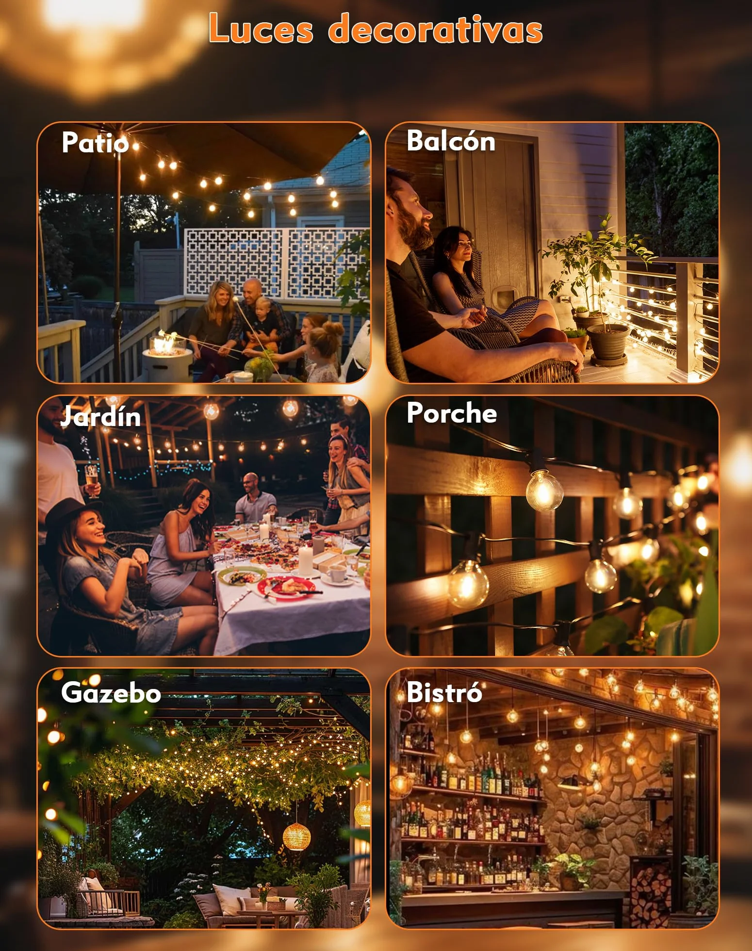Guirnaldas Luces Exterior Solar 10M LED 15+1 Bombillas 8 Modos Impermeable con Control Remoto para Jardín Patio