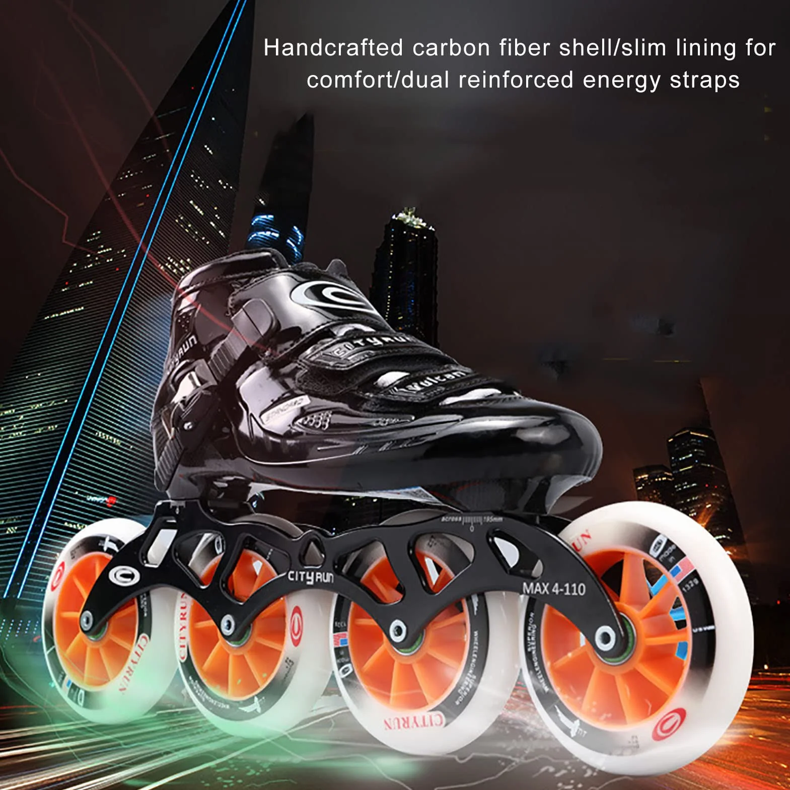 Patines de Fibra de Carbono de 4 Ruedas Profesionales, Patillas de Velocidad en Línea para Exteriores