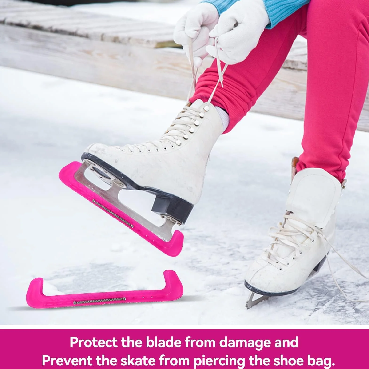 Cyrank 1 par de Protectores de Cuchillas de Hockey Deportivo, Protectores de Cuchillas de Patines de Hockey sobre Hielo, Cubierta de plástico con Protector de Patinaje sobre Hielo de Primavera