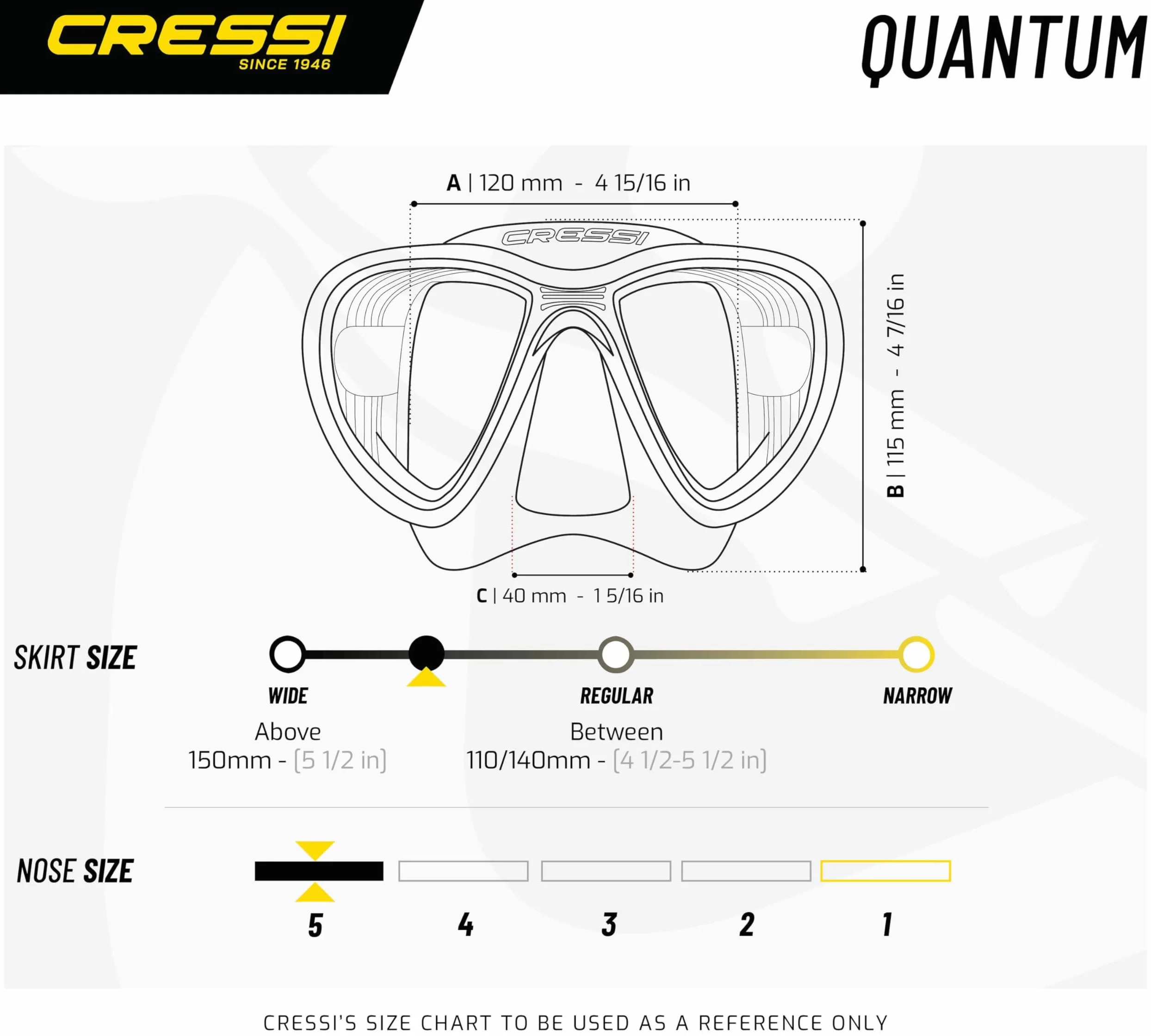 Cressi Máscara de Buceo para Adultos con Sistema avanzado de Niebla y Visibilidad hacia Abajo Mejorada - Quantum: Fabricada en Italia