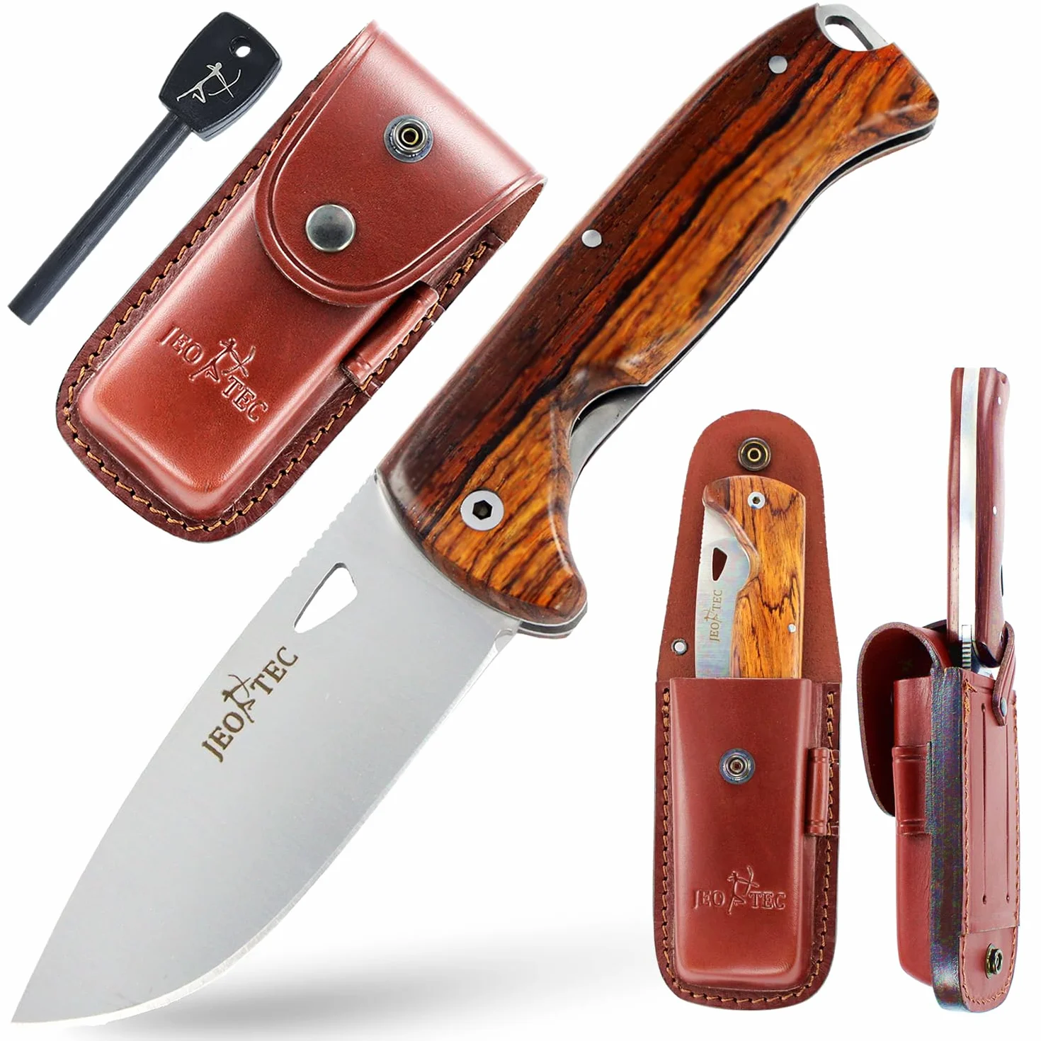 JEO-TEC Nº47 Navaja de supervivencia caza monte bushcraft Acero MOVA 58 Funda Fabricado en España