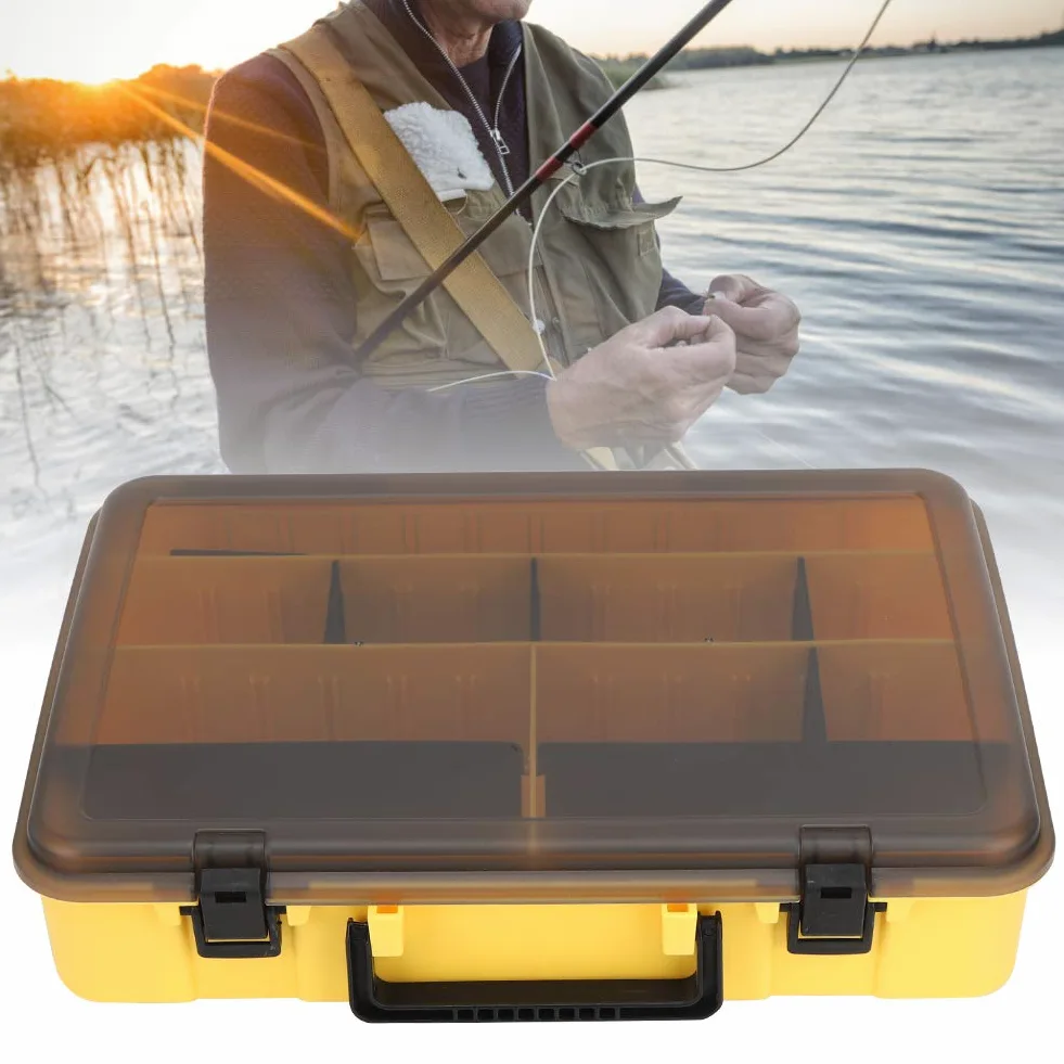 Organizador De Caja De Aparejos De Pesca Impermeable, Cajas De Aparejos Con Divisores, Caja De Aparejos Para Pesca, Maleta De Señuelo De Una Sola Capa, Caja De Almacenamiento De Plástico, Gabinete De