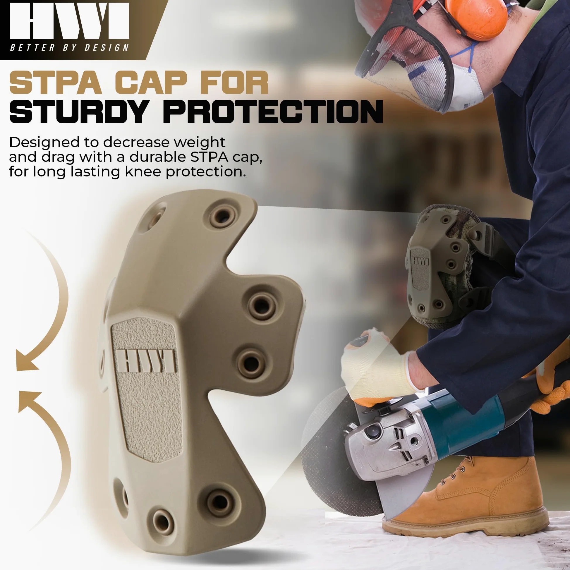 HWI Gear Rodilleras de última generación para protección: combate, mecánico, construcción, caza, paisajismo, supervivencia al aire libre, resistente, calidad industrial, ajustable