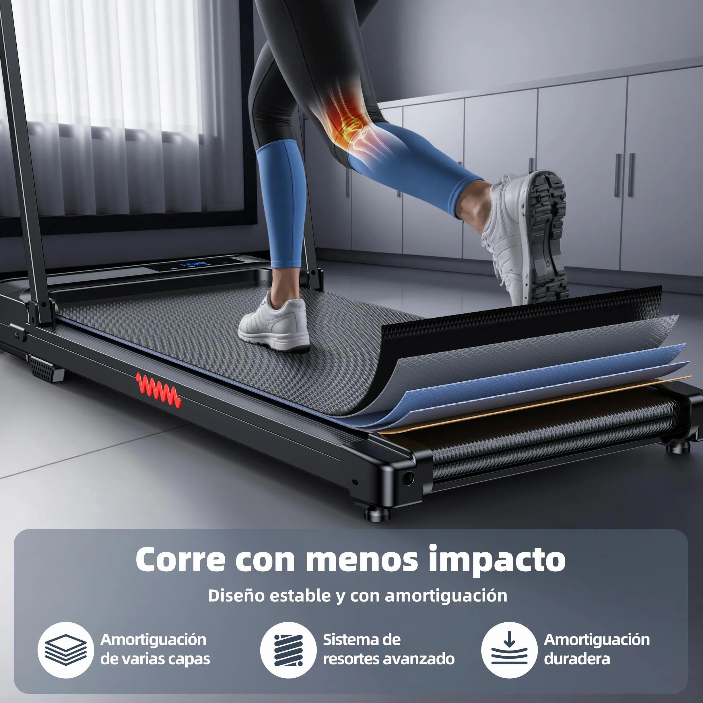 Cinta de Correr Plegable 3 en 1 con Pantalla LED y Mando – Walking Pad Silencioso con Asas Desmontables,Oficina o Escritorio