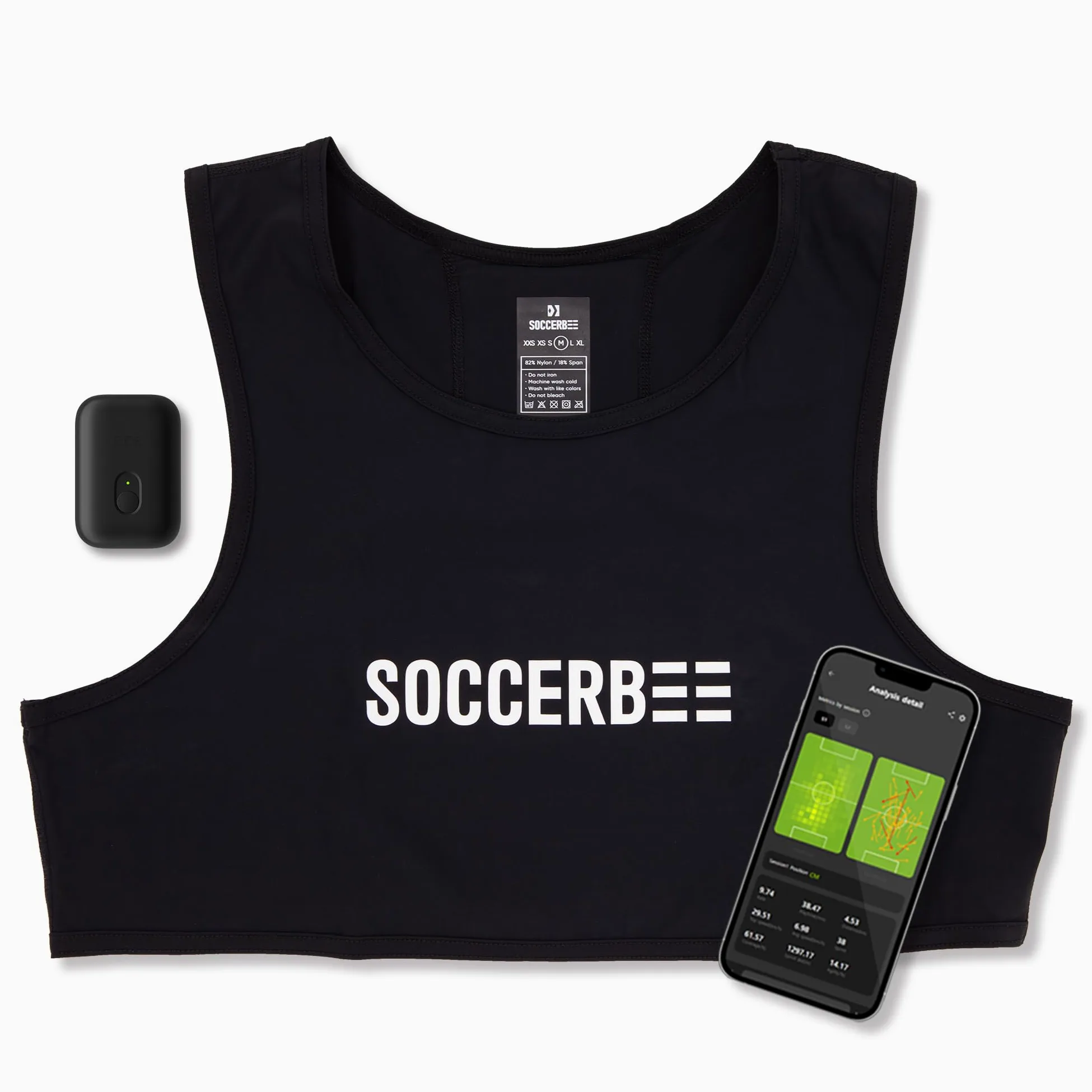 SOCCERBEE - BEE PRO 2 - Rastreador GPS deportivo y chaleco para deportes al aire libre | Prueba de 30 días incluida y suscripción requerida | Equipo de entrenamiento de fútbol | Rastreador de fitness