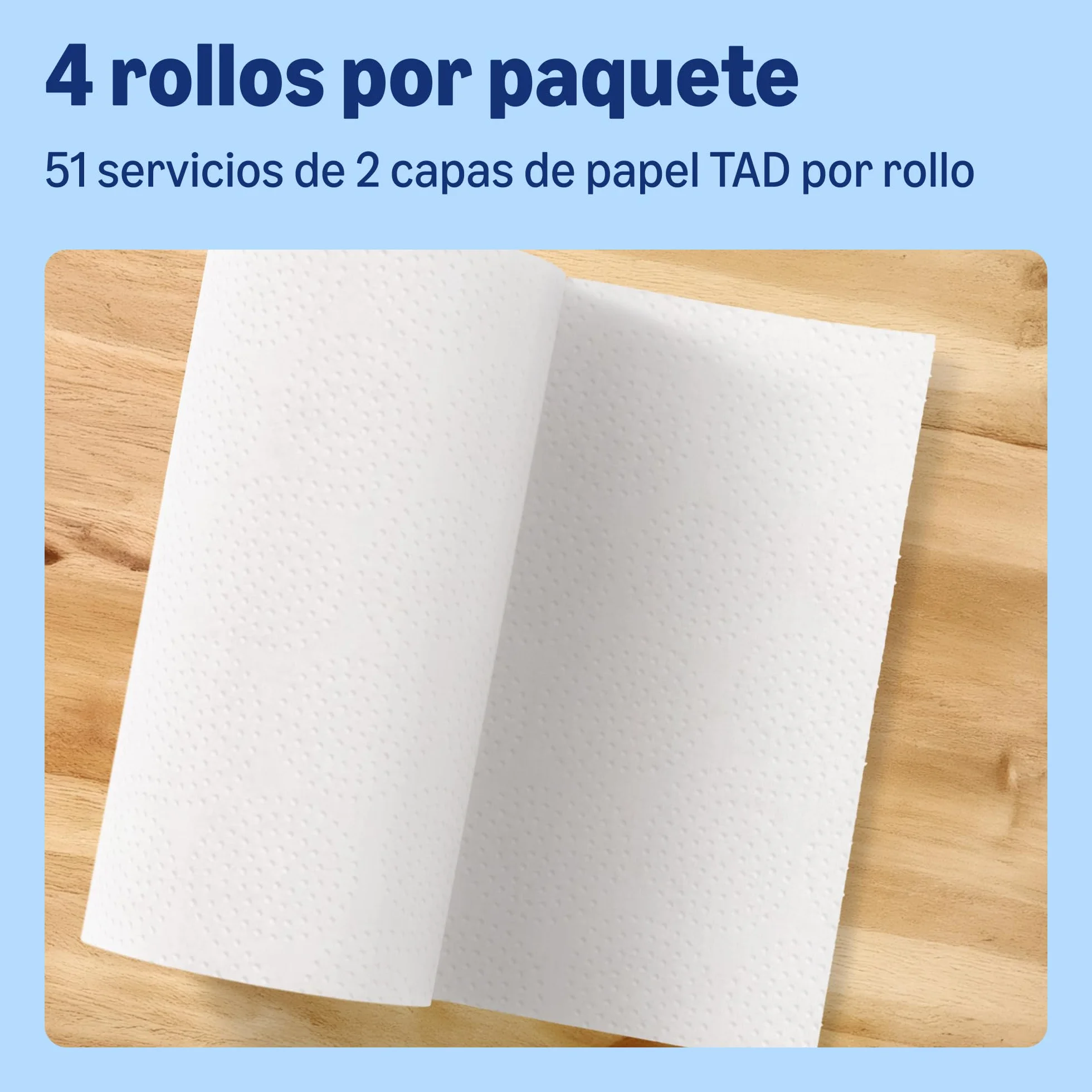 Rollo de Cocina TAD Ultraabsorbente by Amazon, 4 Rollos, 51 Hojas, Certificado FSC