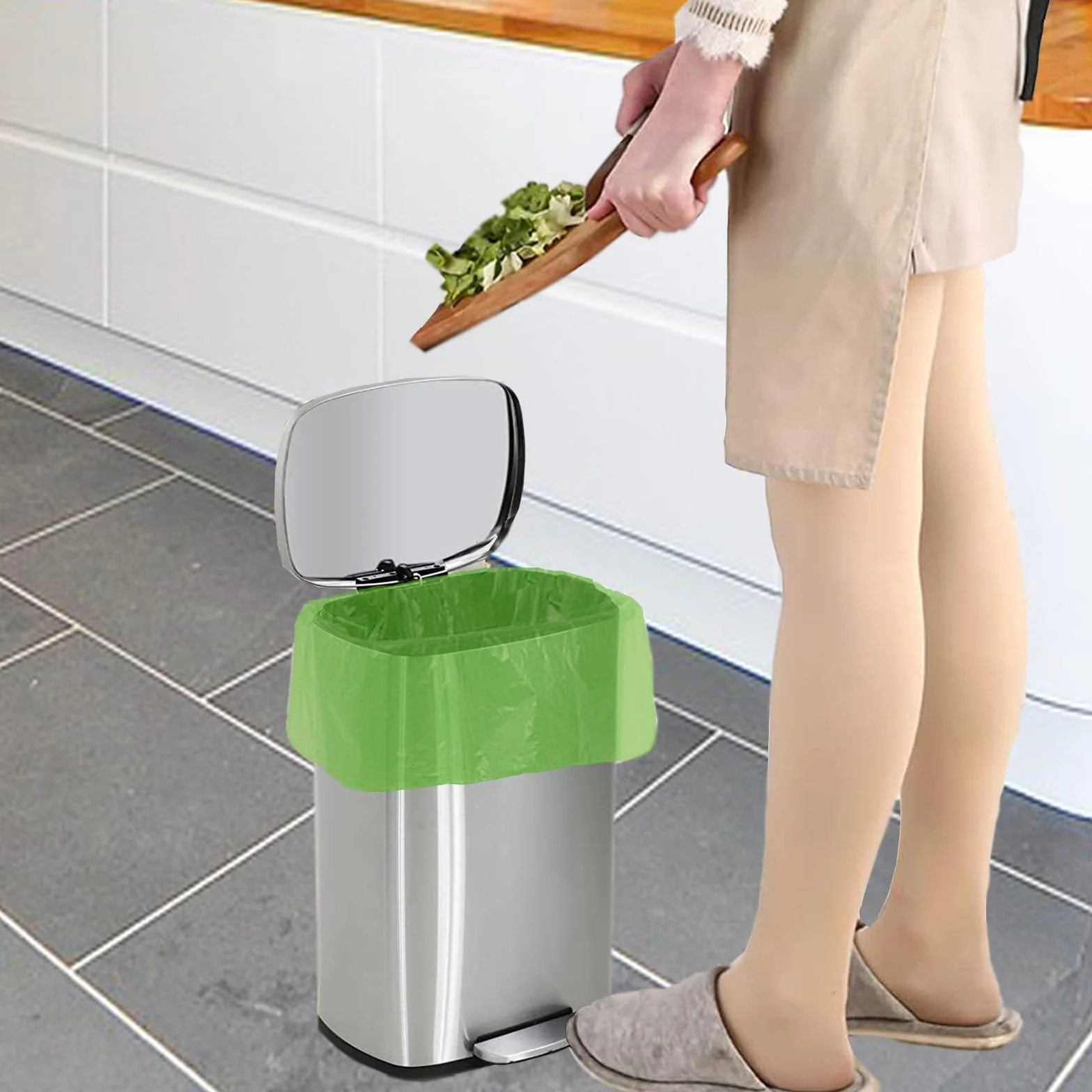 KITBEST Bolsas de Basura Biodegradable 10L 120 Unidades Compostables 45x50 cm Verde