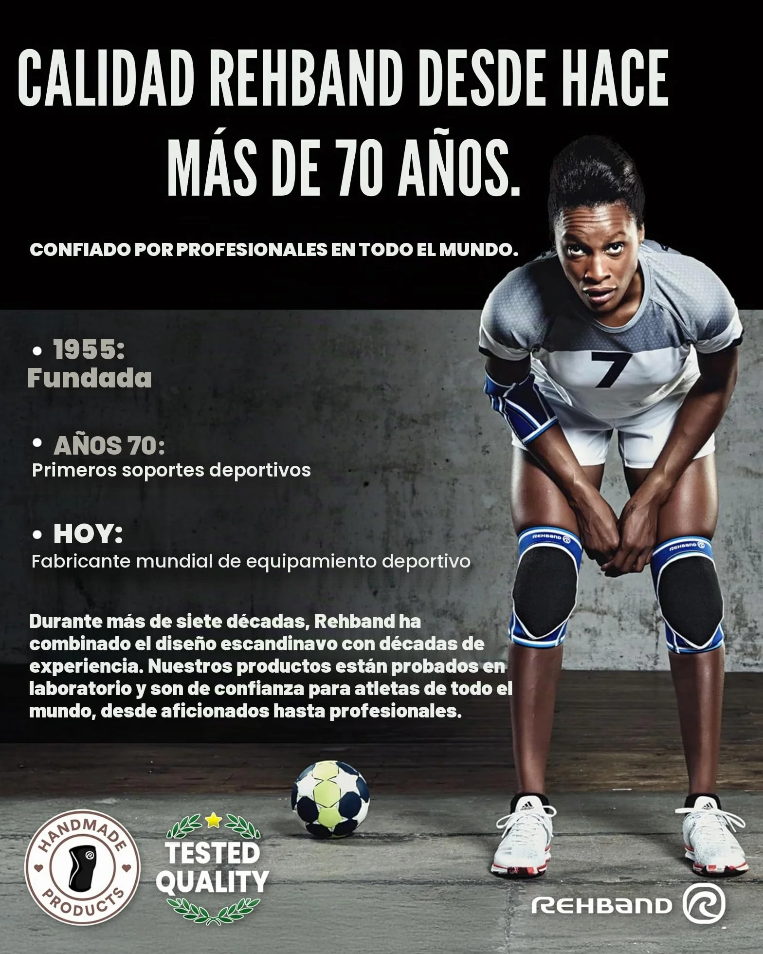 Rehband Rodilleras deportivas de neopreno para voleibol, balonmano y deportes de sala, ajuste ceñido y cómodo, protección de rodilla unisex, negro, 1 par, talla M
