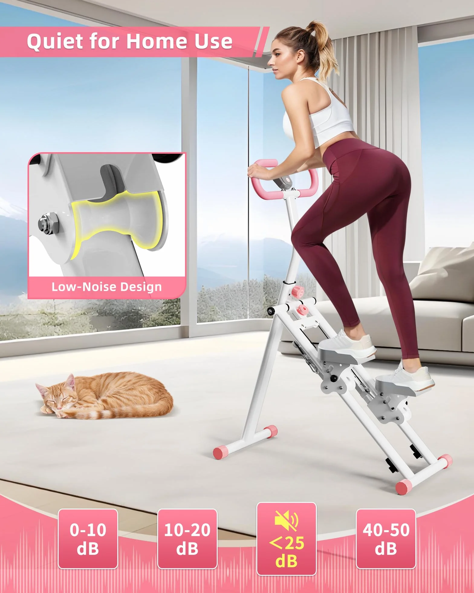 Stepper, Máquina de Step para Casa, Escaladora Vertical con Manillar para Entrenamiento de Cuerpo Completo, Máquina de Subir Escaleras con Estructura Estable y 3 Alturas Ajustables