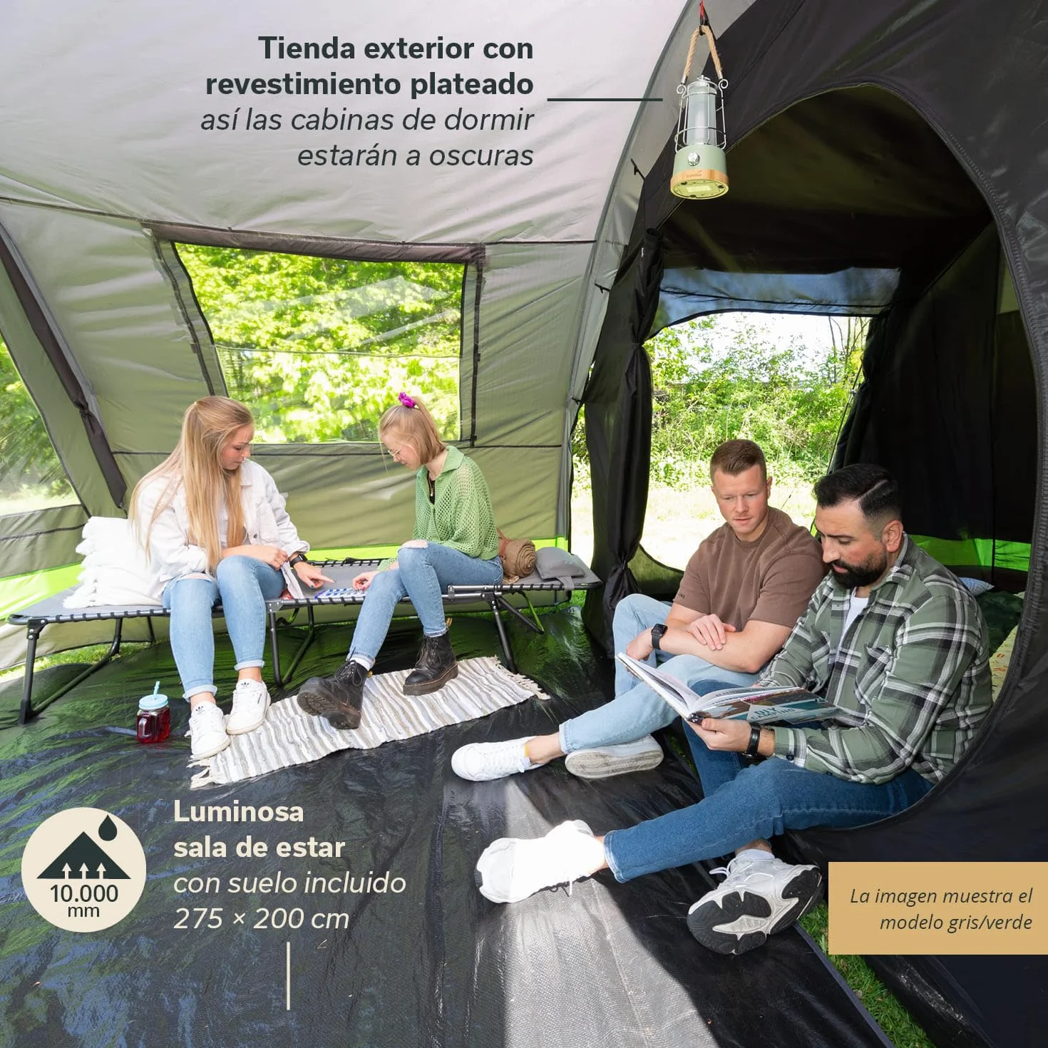 Skandika Kambo - Tienda de campaña Tipo túnel - 4 Personas - Columna de Agua de 3000 mm - 3 entradas - toldo