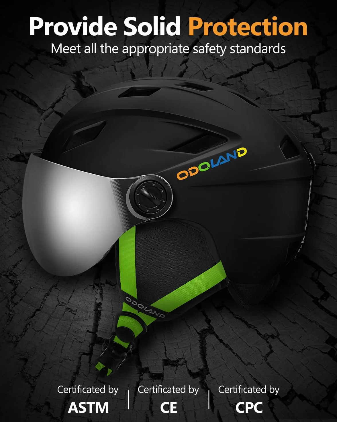 Odoland Casco de Esquí con Gafas de Visera Ajustable para Niños y Niñas de 3-12 Años