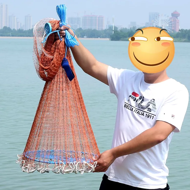 Throw Net Red de Aterrizaje de Peces Red Red de Pesca Trampa de Pesca Red de Pescado con Mosca con hipizadores de Hierro Red de Peces Cast Net(360)