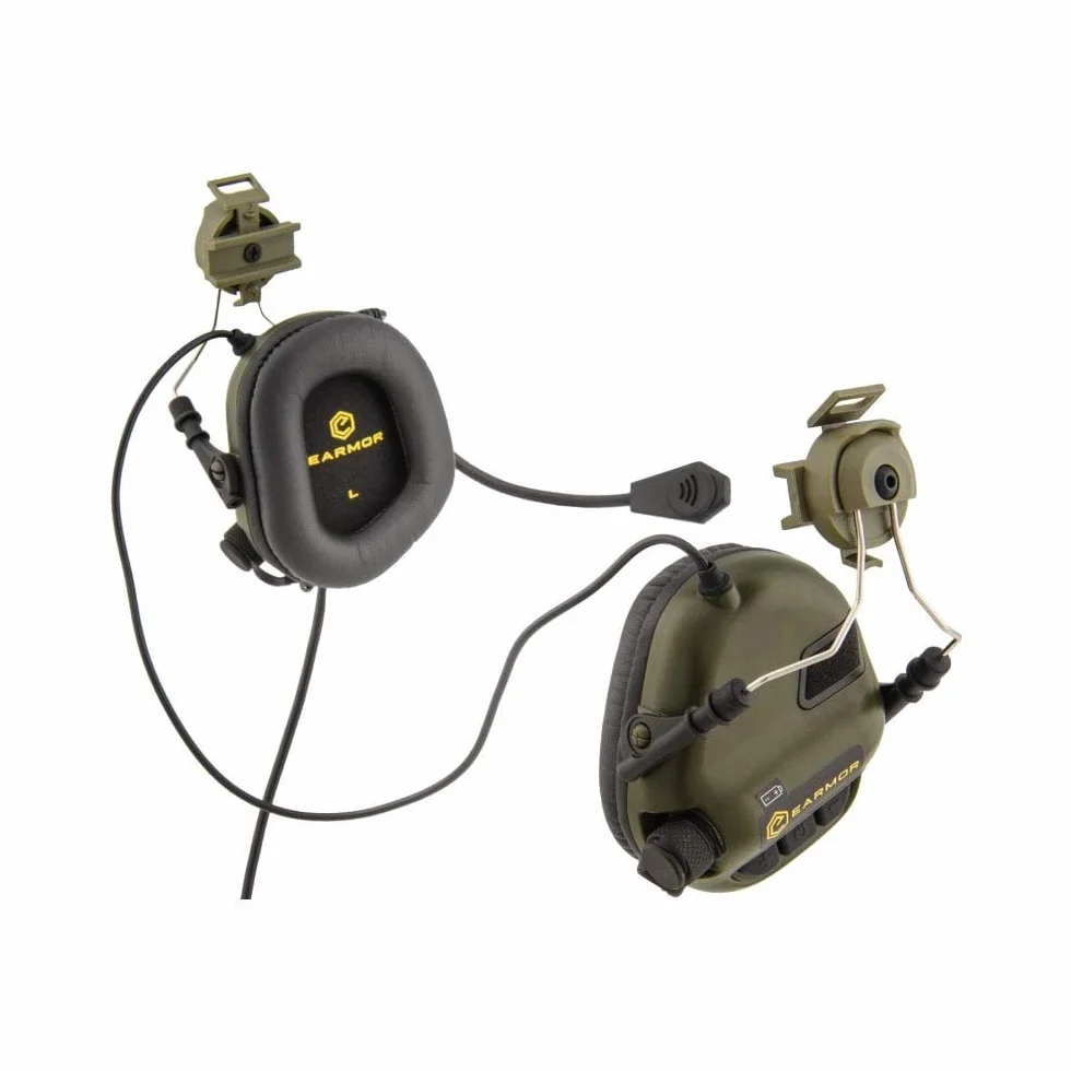 Earmor M32H - Auriculares de diadema con protección de ruido NRR 22, ajustables, color verde