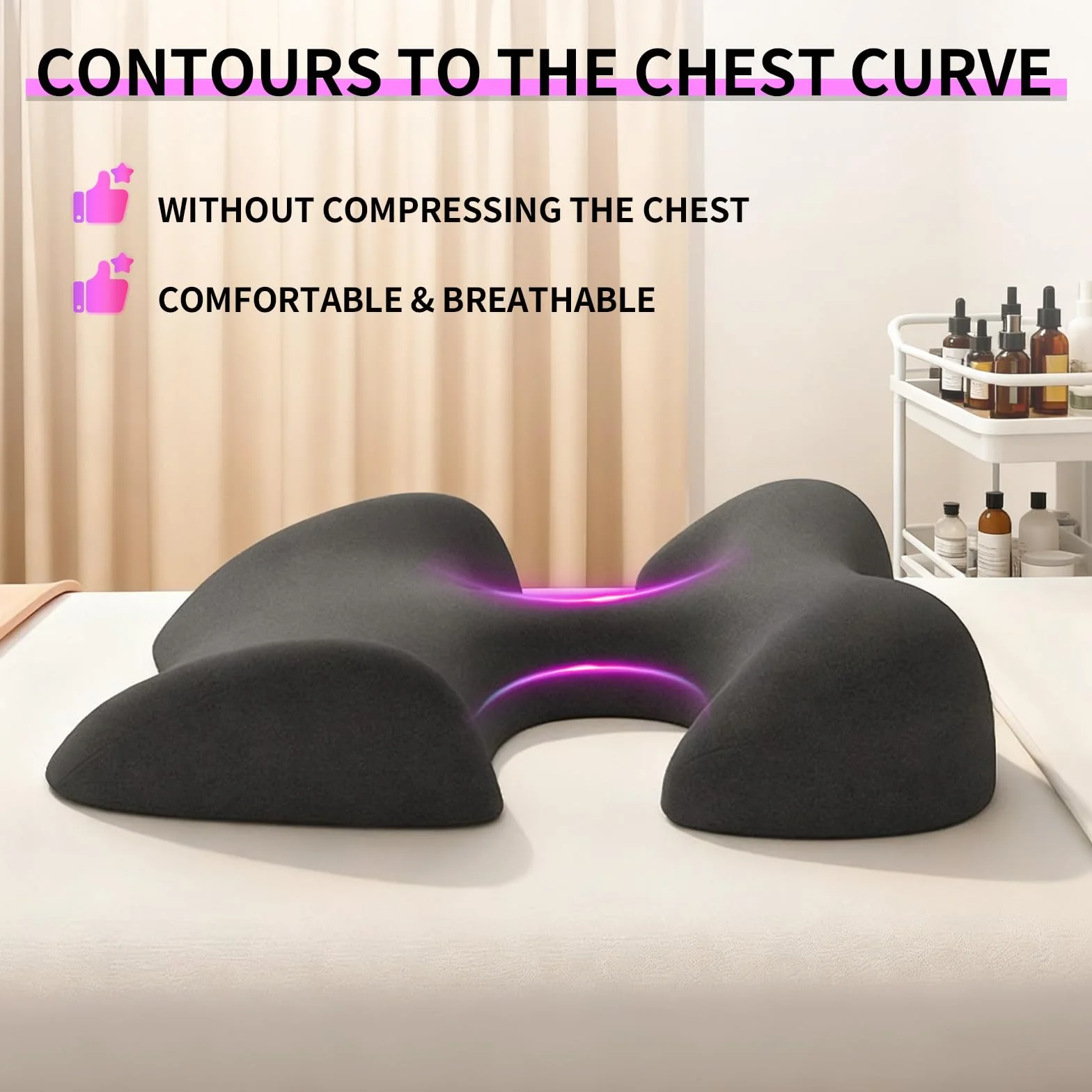 JAOGAUS Almohada de Masaje Facial, Almohada de Soporte para el Pecho, Almohada de Cama Facial, Almohadilla de Soporte para Salones de Belleza, para Dormir Adecuada para Salones de Belleza o SPA