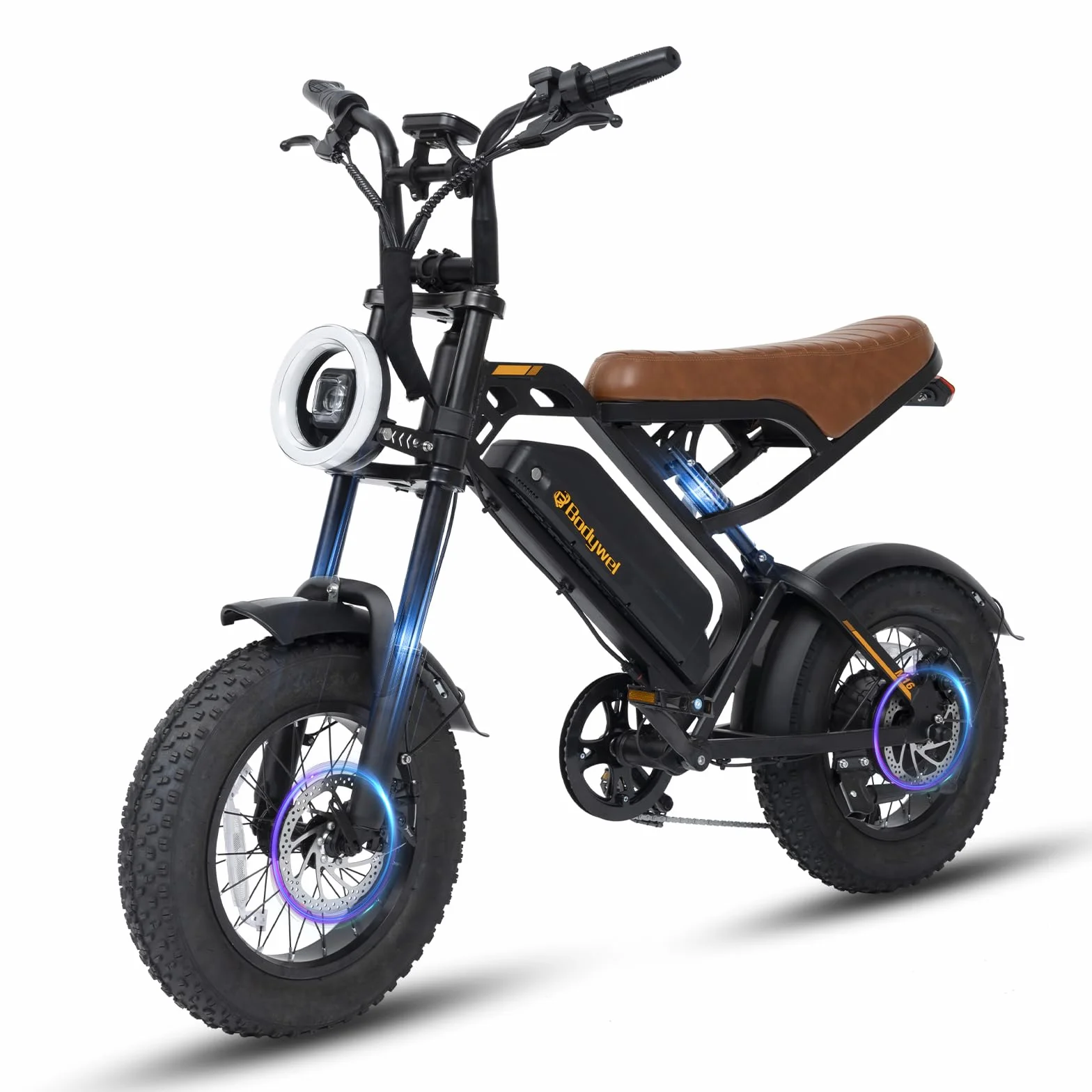 Bodywel M16 Bicicleta Eléctrica Adultos, 16x4.0” Fat Tire Todo Terreno Ebike, Batería 48V 13Ah, Motor 250W, 80 km Autonomía (Pas), Pantalla LCD, Luces Duales, Suspensión Completa