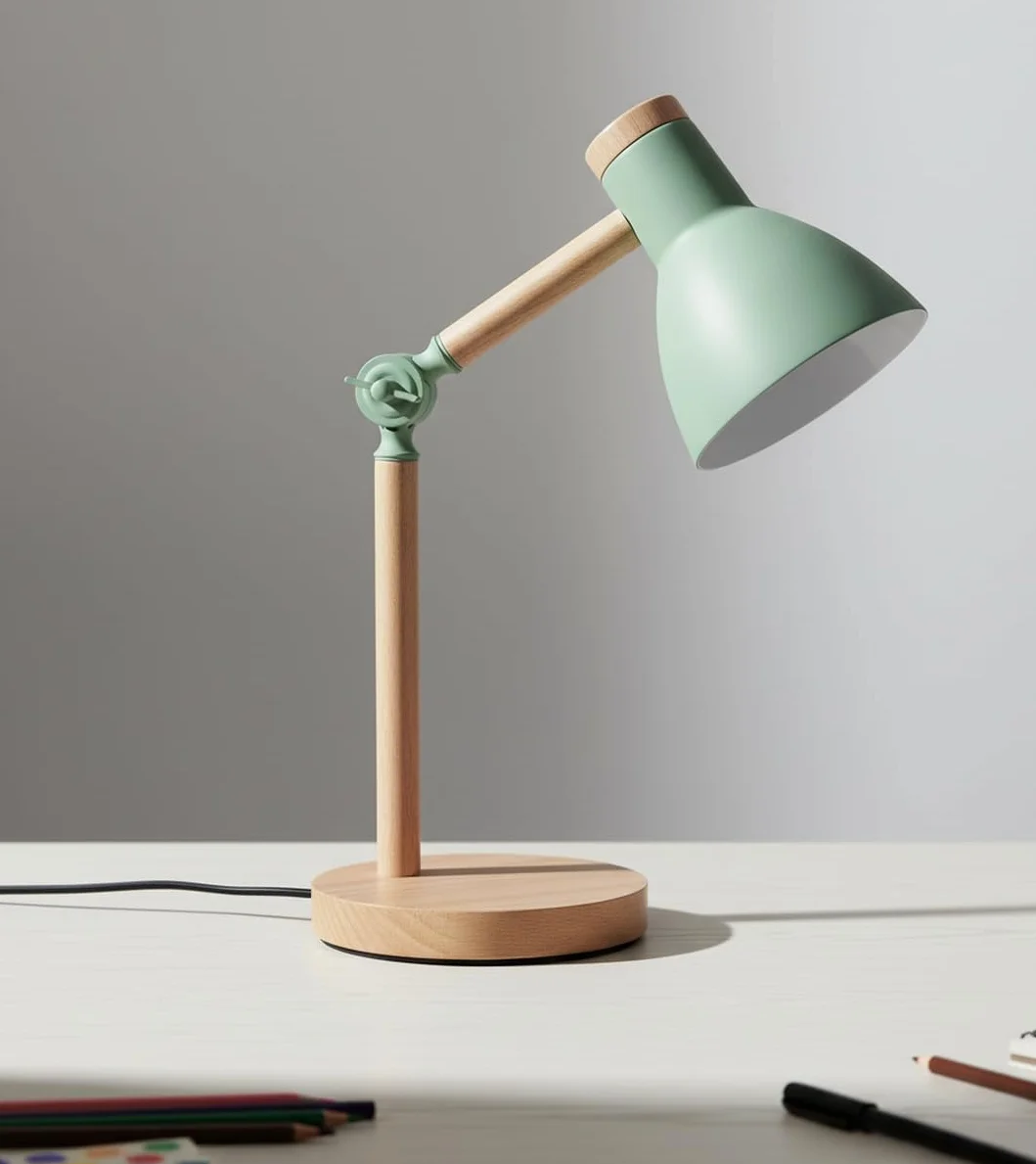 Lámpara Flexo de Escritorio TEACHER 1xE-27 Madera Metal 47cm Verde