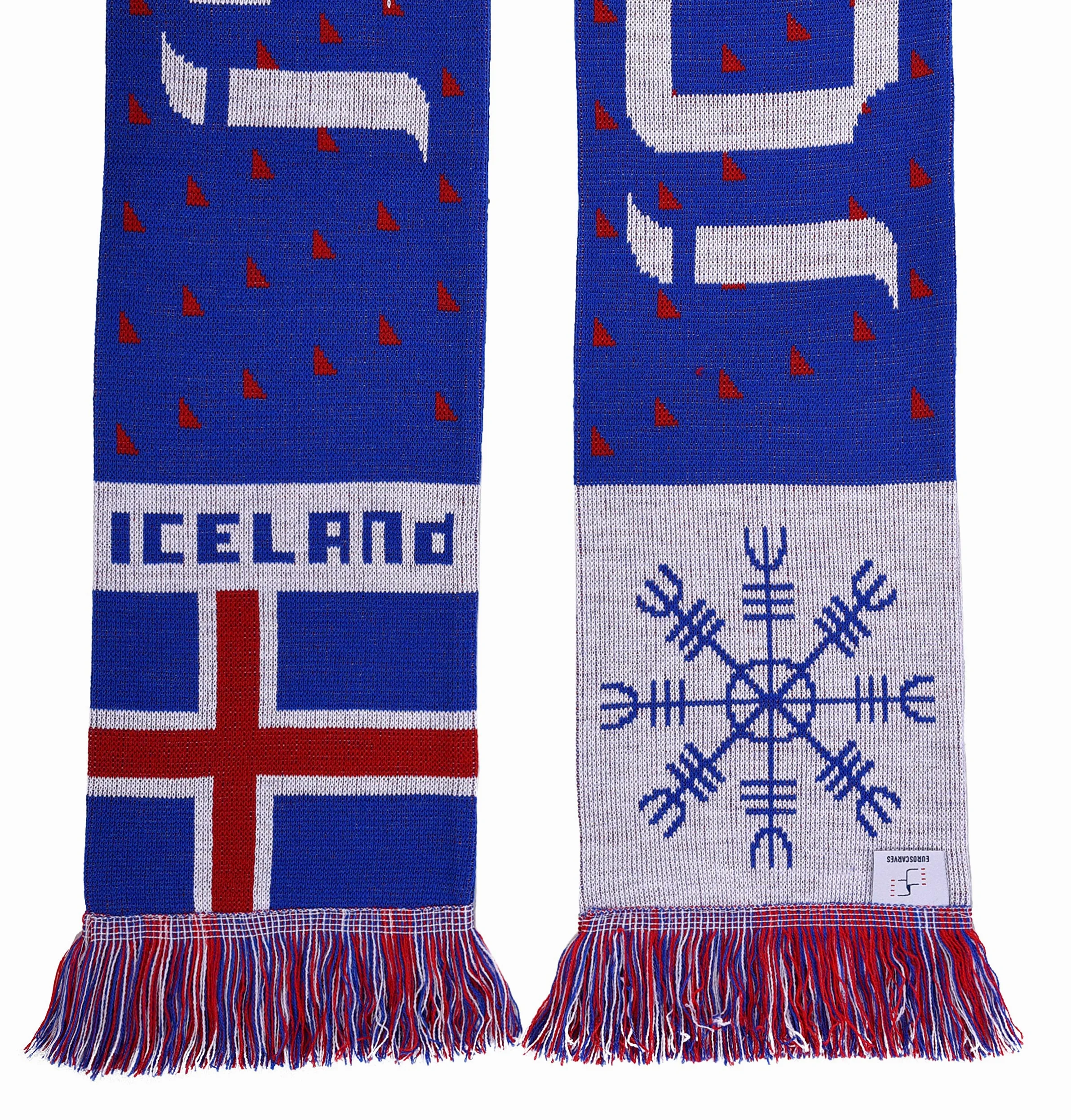 Bufanda de punto de fútbol de la isla de Islandia, Rojo/Blanco/Azul, fits all