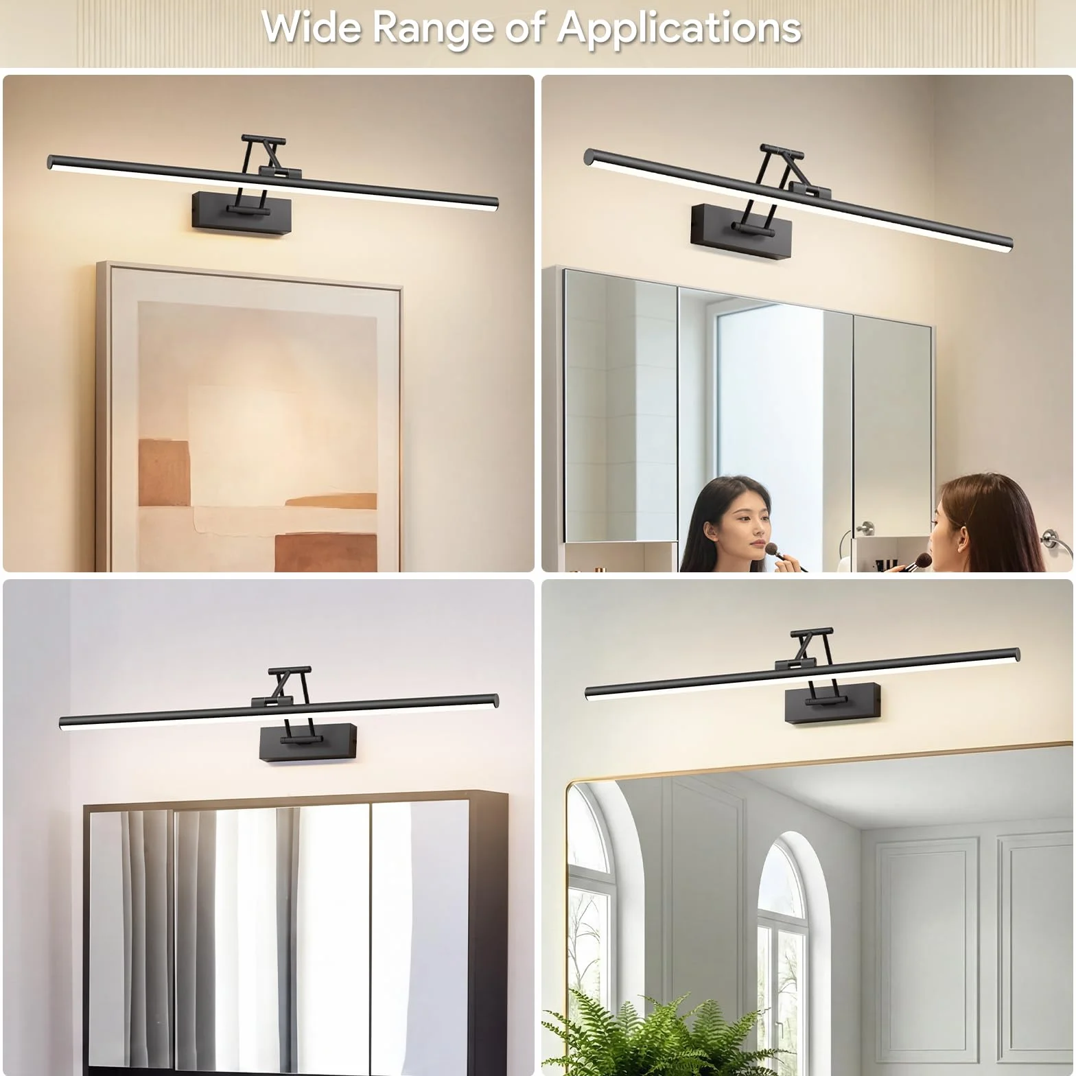 Klighten LED Lámpara de Espejo 70cm 24W 1650LM IP44 4000K Negro