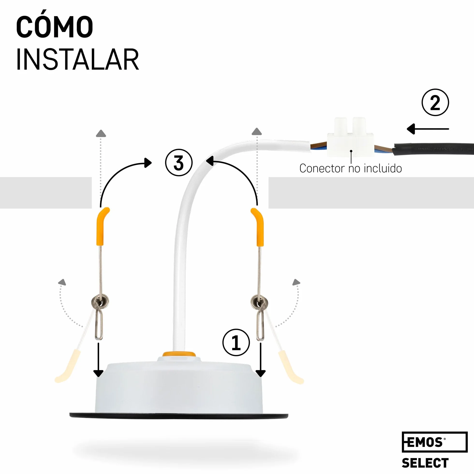 EMOS Foco LED empotrable 230V 5W 500lm 3000K IP54 Blanco Cálido Juego 3 Downlight Baño 95mm
