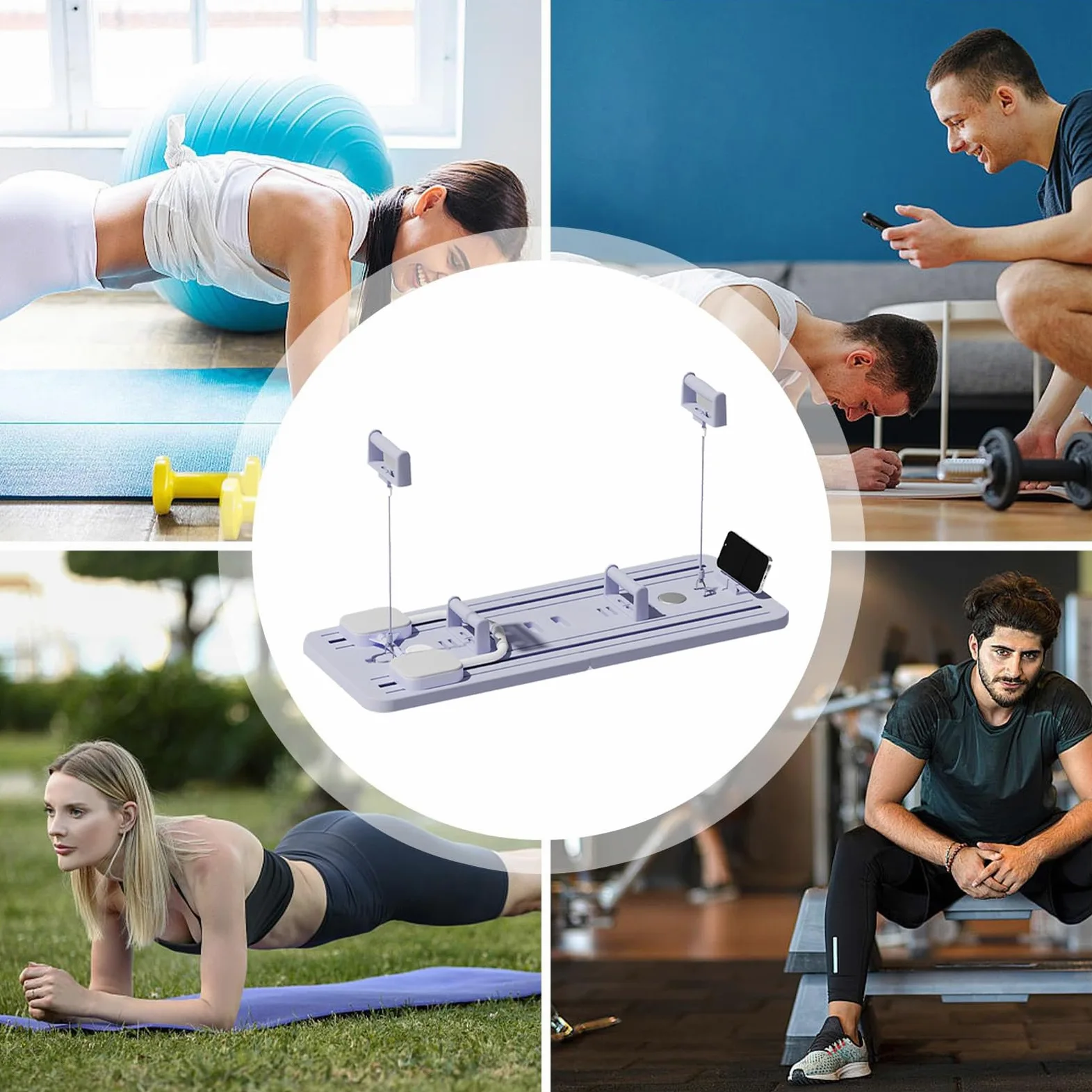 Tabla de pilates portátil – Dispositivo de entrenamiento, tabla de fitness – para apartamento, hotel, gimnasio, salón, hogar, interior, lugar de trabajo, garaje