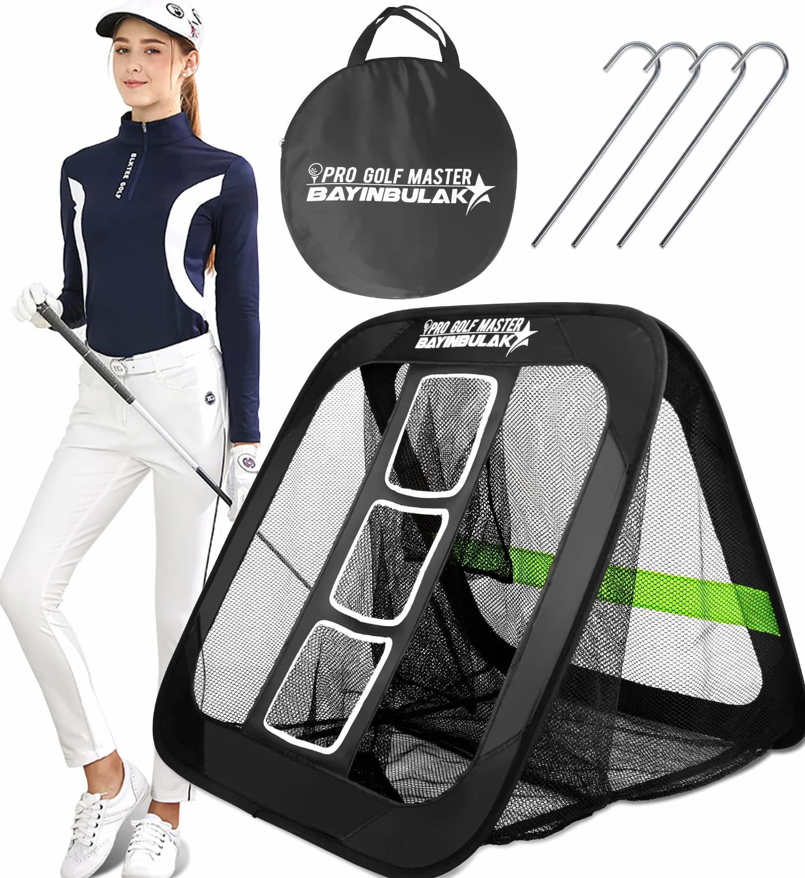 BAYINBULAK Red de práctica de Golf- Regalo de Mujer para Hombre- Conducción en el jardín- Almacenamiento Conveniente- Entrenamiento de Swing de Golf