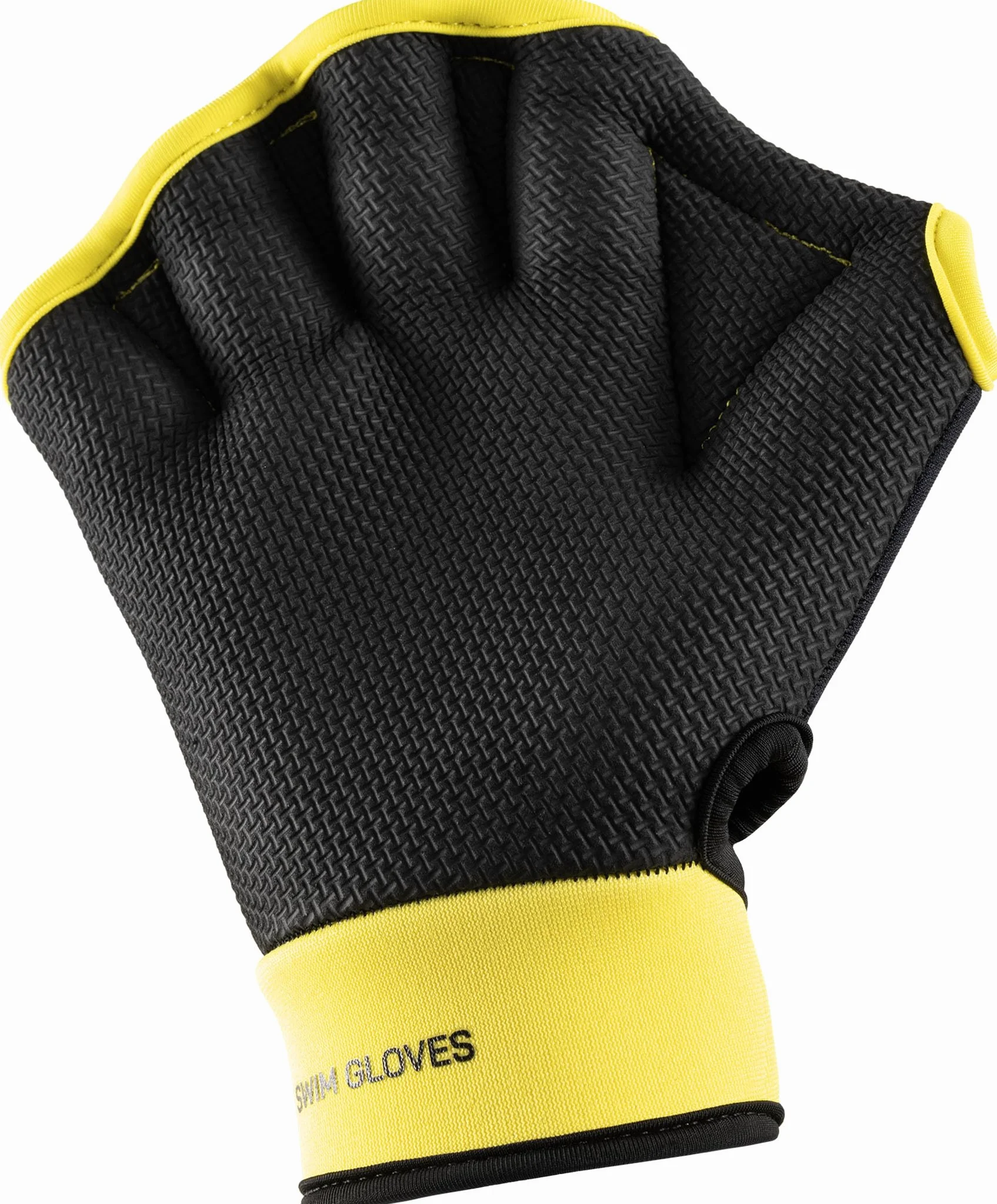 CRESSI Aqua Boost Swim Gloves Black/Yellow - Guantes Palmeados Unisex Neopreno Ultraspan Negro/Amarillo con Correa, para Natación, Entrenamiento Brazos, Espalda y Hombros, Aquafitness, Aquagym