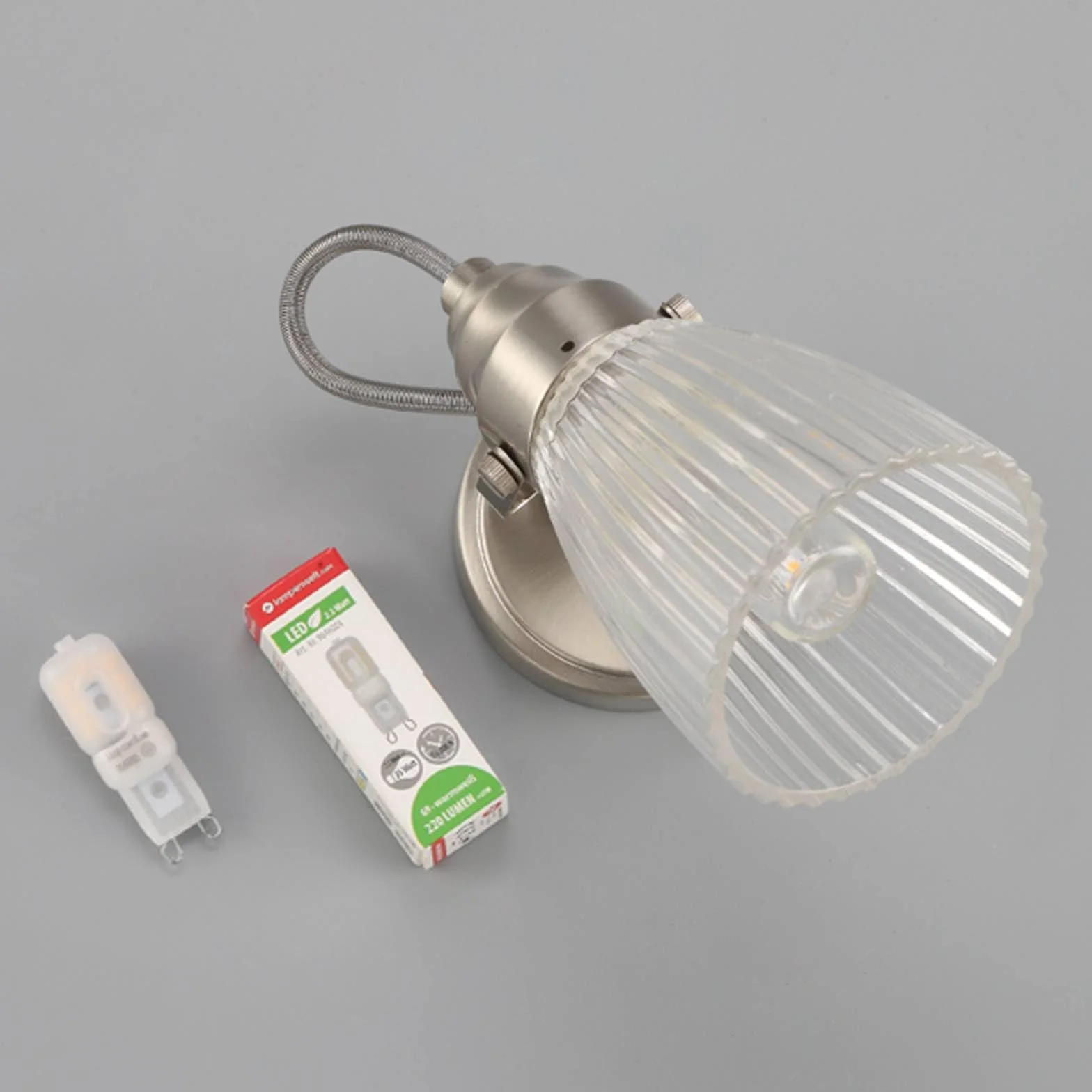 Lindby Lámpara de pared Kara Gris Vidrio 1 llama G9 aplique baño