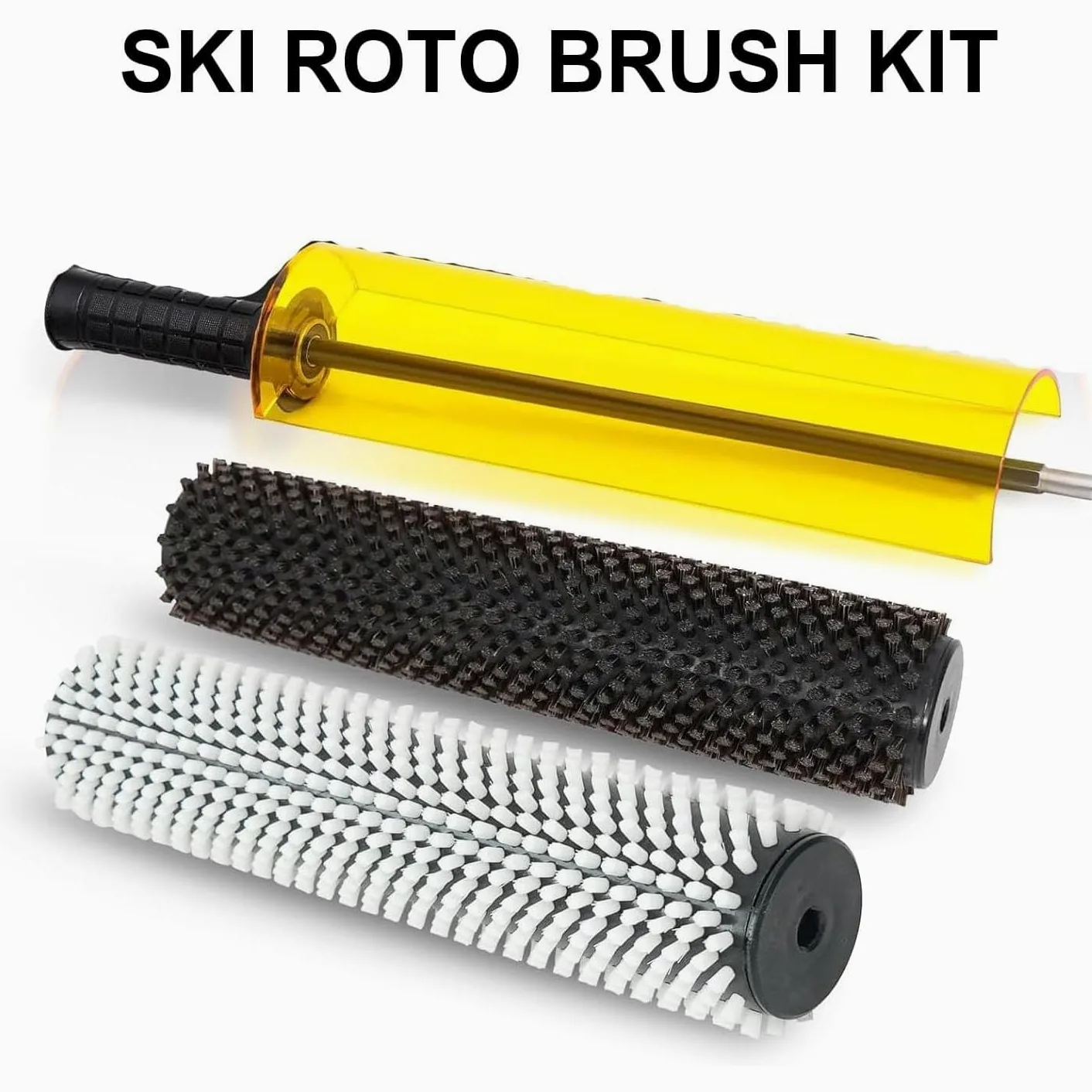 Kit de cepillo para esquís, rotación de 300 mm, mango de cepillo con 3 tipos de cepillo, cubierta desmontable, herramienta accionada por taladro para encerar esquís