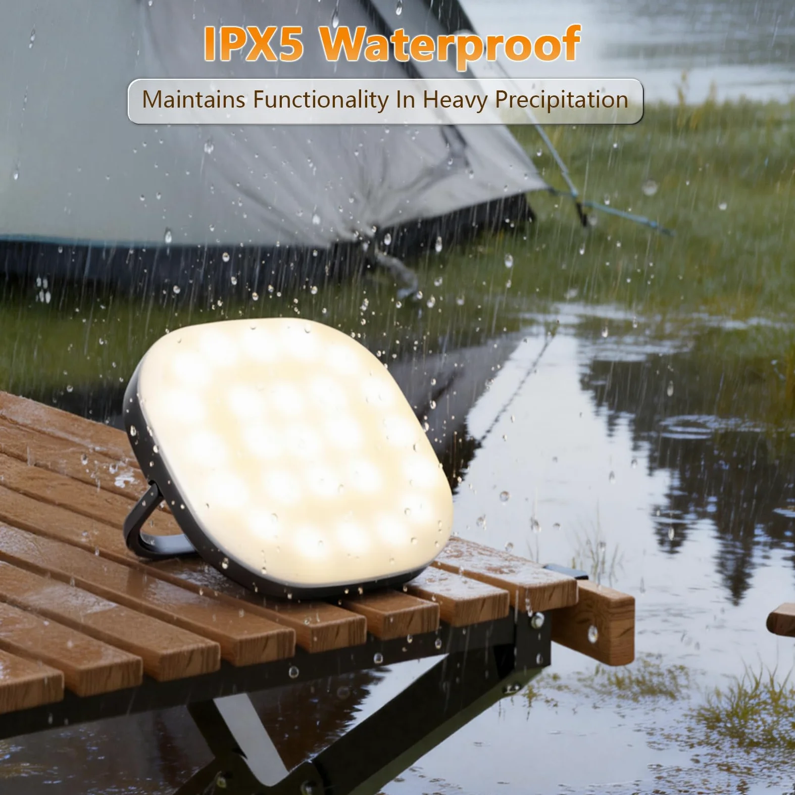 Luces solares de camping, linterna solar recargable de 5000 mAh, LED, 5 modos de luz, IP65, impermeable, con carga USB, linternas para cortes de energía, huracán, senderismo, peces, emergencias y