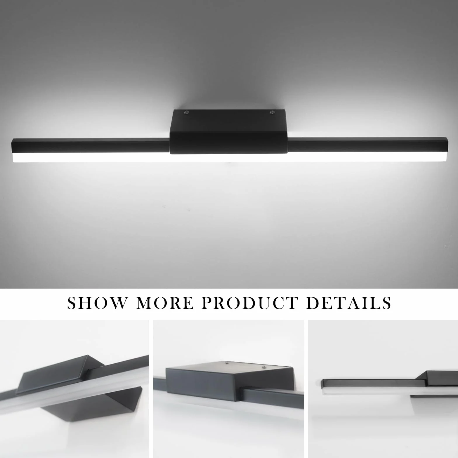 Lámpara de Espejo Baño LED 56 cm 14W 1200LM 230V IP44 Negro Blanco Frío 6000K