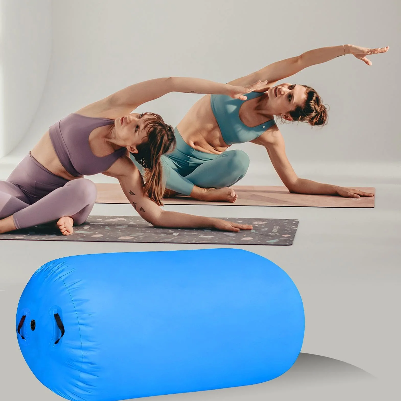Air Roller - Rodillo de aire inflable para gimnasia, equipo de entrenamiento de resorte trasero con bomba, para animadoras en casa, fitness, juego en interiores, gimnasio, equilibrio, práctica de