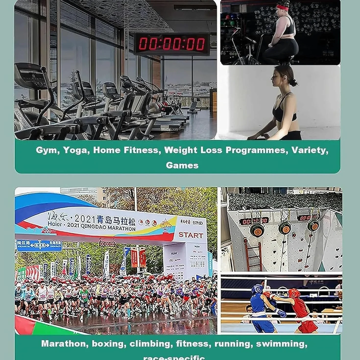 Cronómetro de competición de 6 dígitos, cronómetro para fitness con botón de cronómetro, pantalla digital LED de 1,8 pulgadas, memoria de 20 segmentos, con ganchos para colgar en la pared, para gimnas